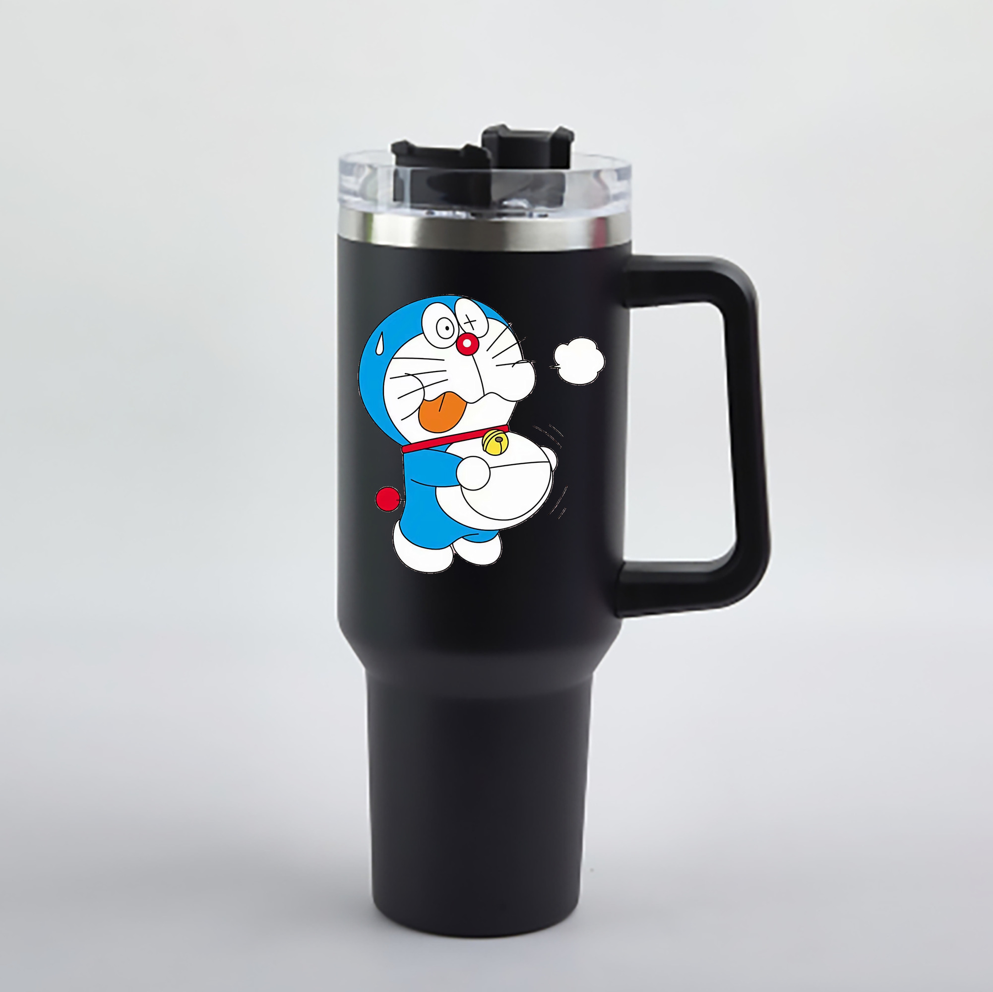 （画像用） ドラえもん Doraemon 1200mL車用タンブラー - クリスタルステッカー（プラスチックストロー付き）