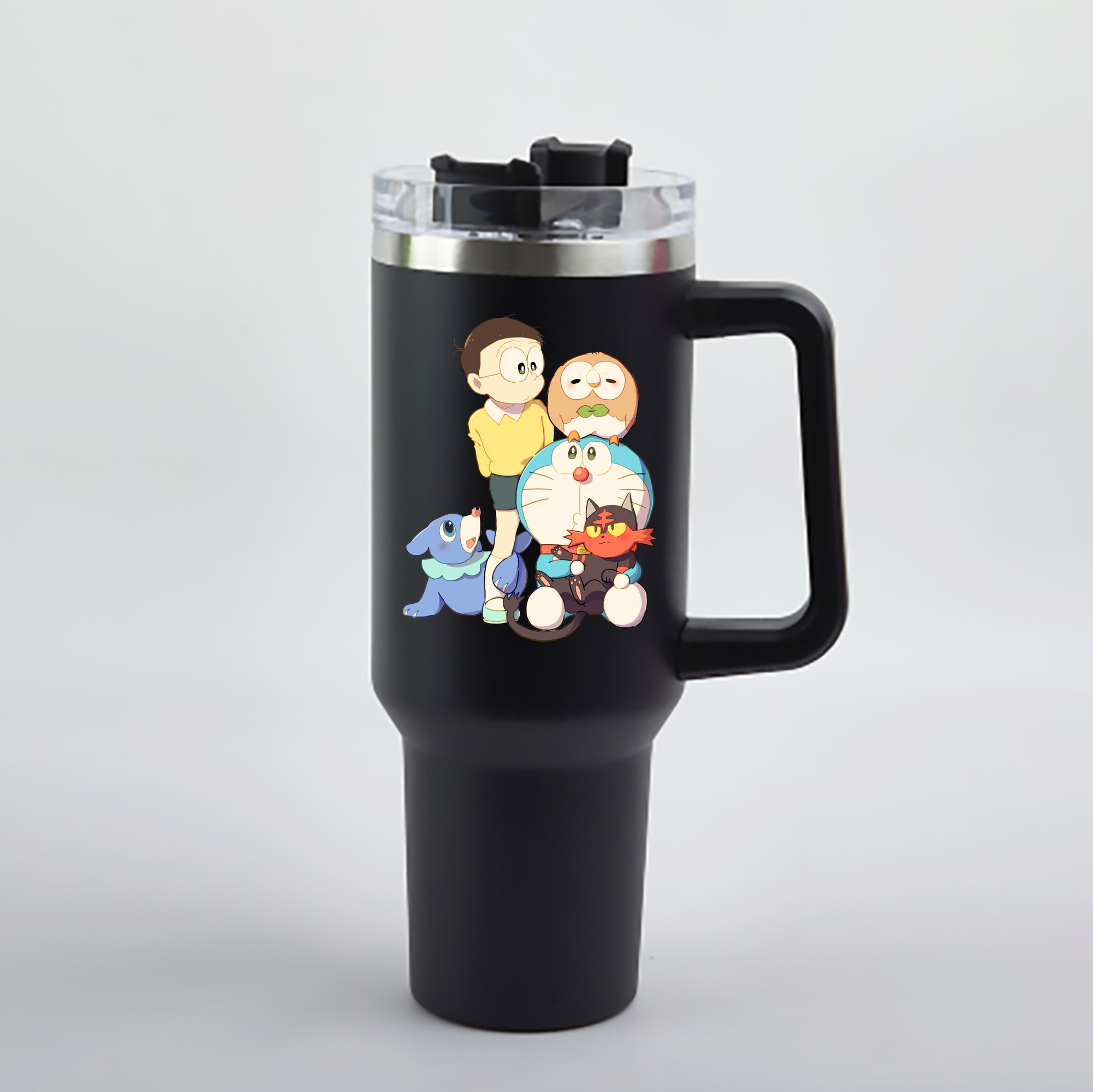 （画像用） ドラえもん Doraemon 1200mL車用タンブラー - クリスタルステッカー（プラスチックストロー付き）