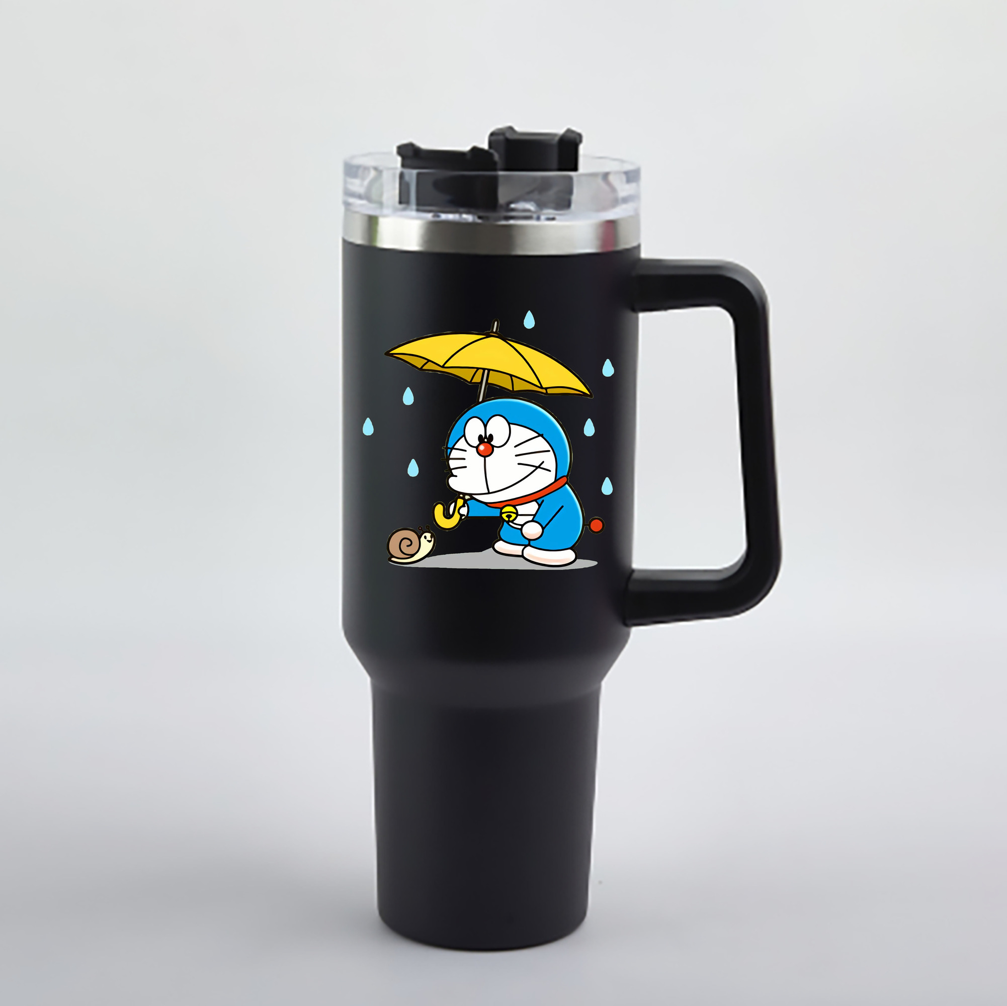 （画像用） ドラえもん Doraemon 1200mL車用タンブラー - クリスタルステッカー（プラスチックストロー付き）