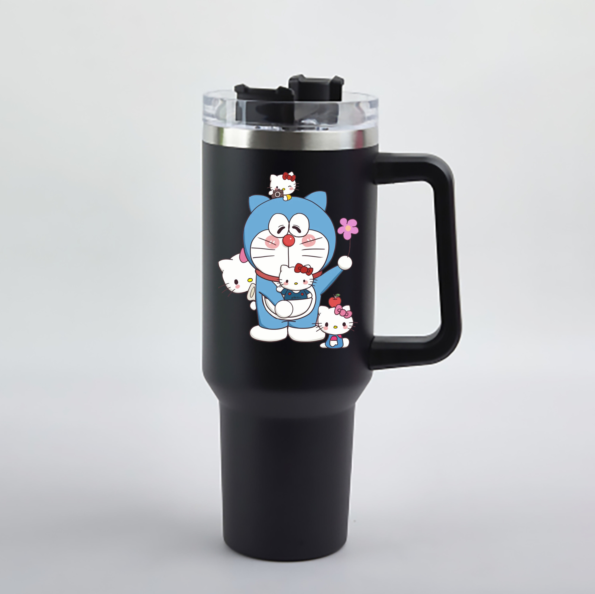 （画像用） ドラえもん Doraemon 1200mL車用タンブラー - クリスタルステッカー（プラスチックストロー付き）