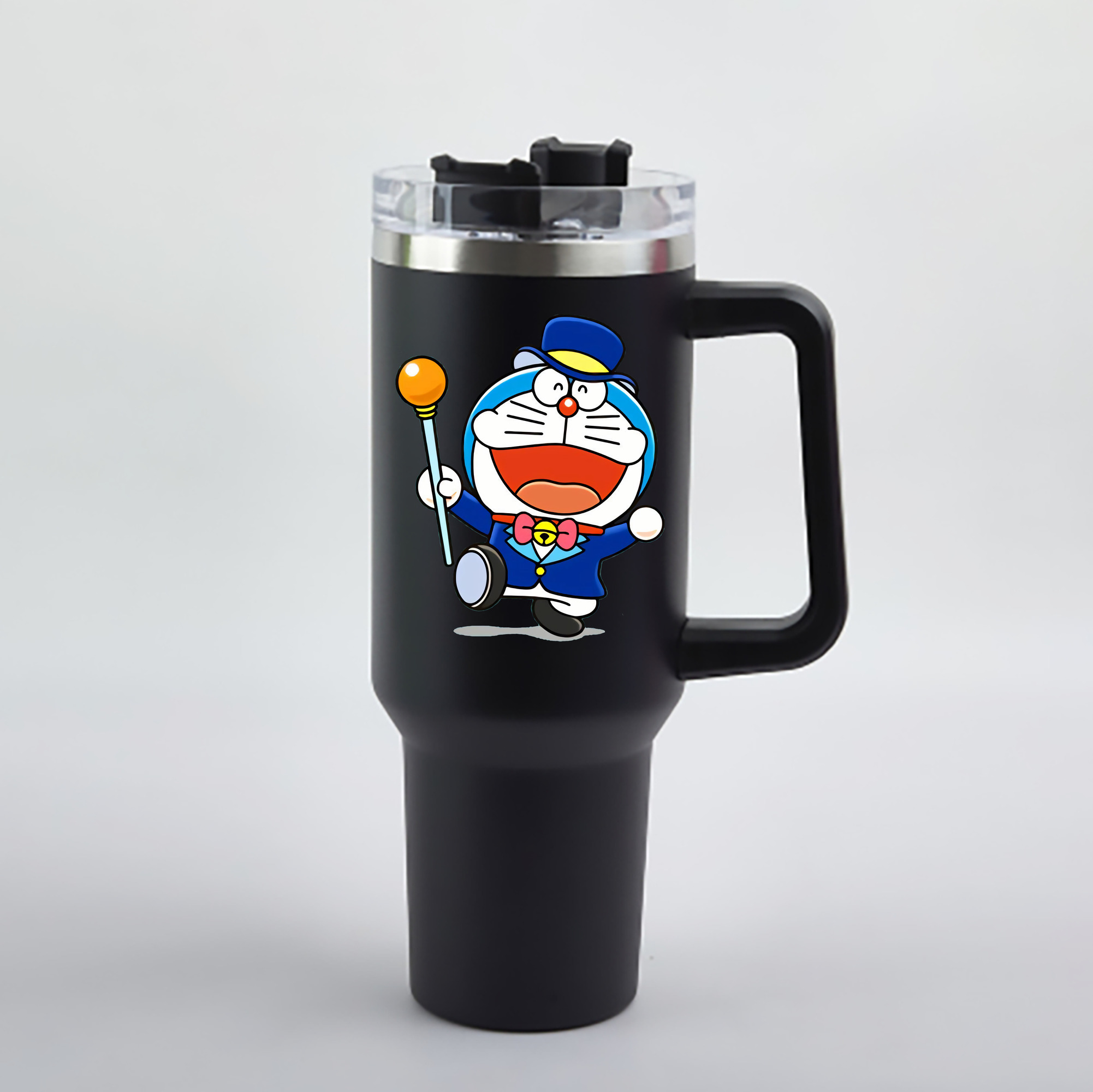 （画像用） ドラえもん Doraemon 1200mL車用タンブラー - クリスタルステッカー（プラスチックストロー付き）
