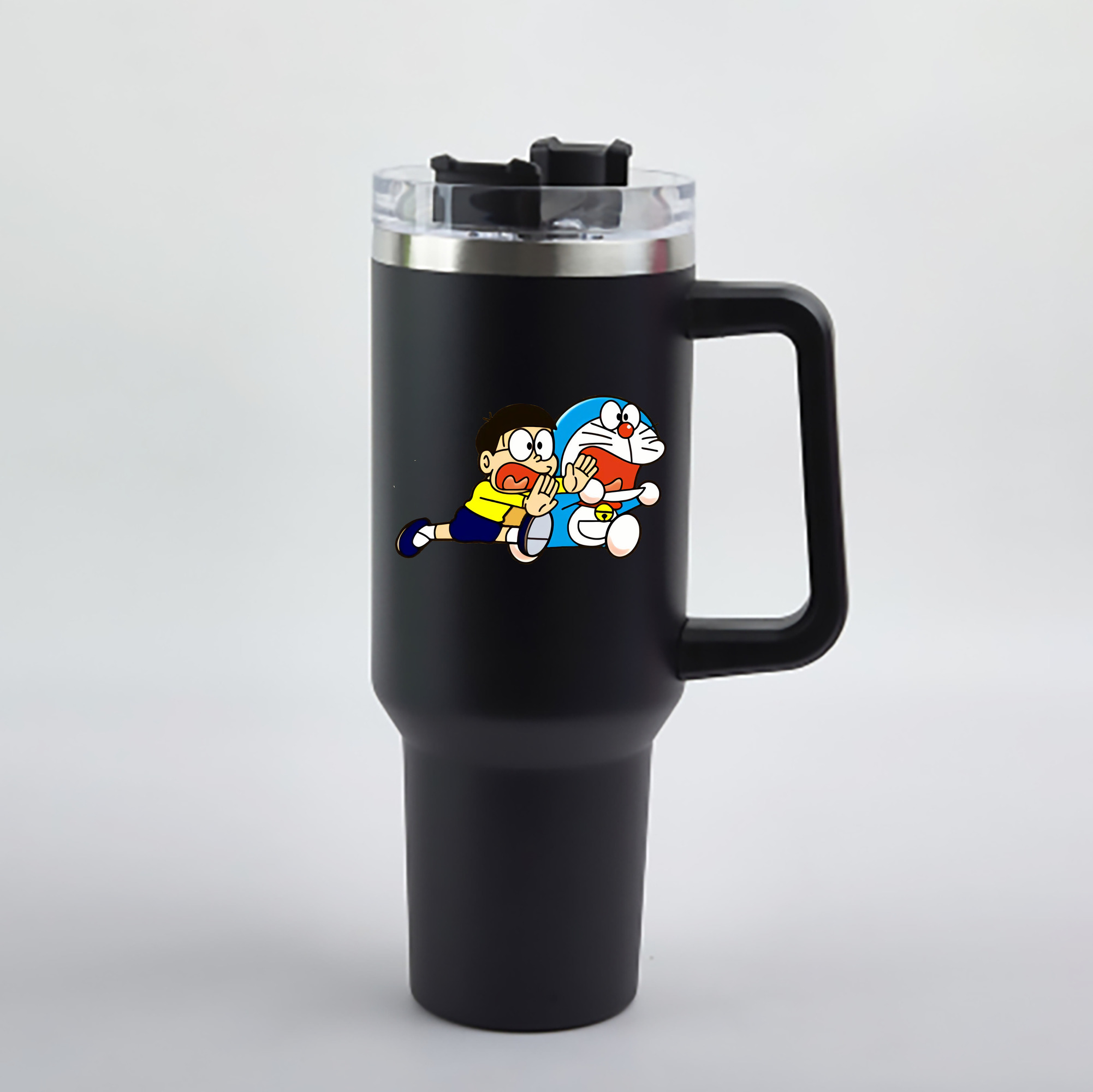 （画像用） ドラえもん Doraemon 1200mL車用タンブラー - クリスタルステッカー（プラスチックストロー付き）