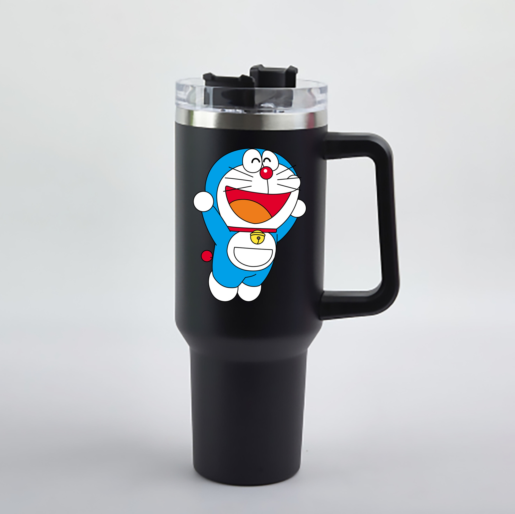 （画像用） ドラえもん Doraemon 1200mL車用タンブラー - クリスタルステッカー（プラスチックストロー付き）