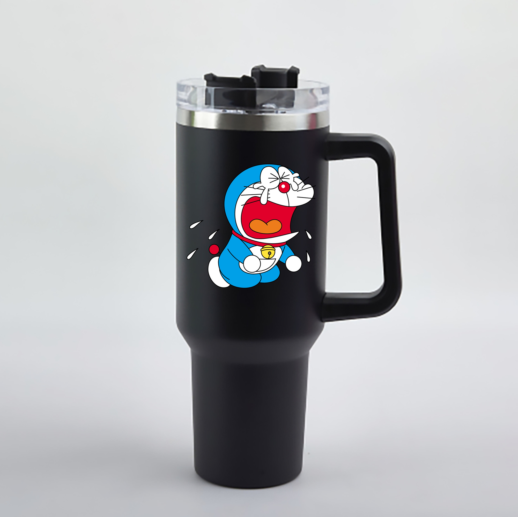 （画像用） ドラえもん Doraemon 1200mL車用タンブラー - クリスタルステッカー（プラスチックストロー付き）
