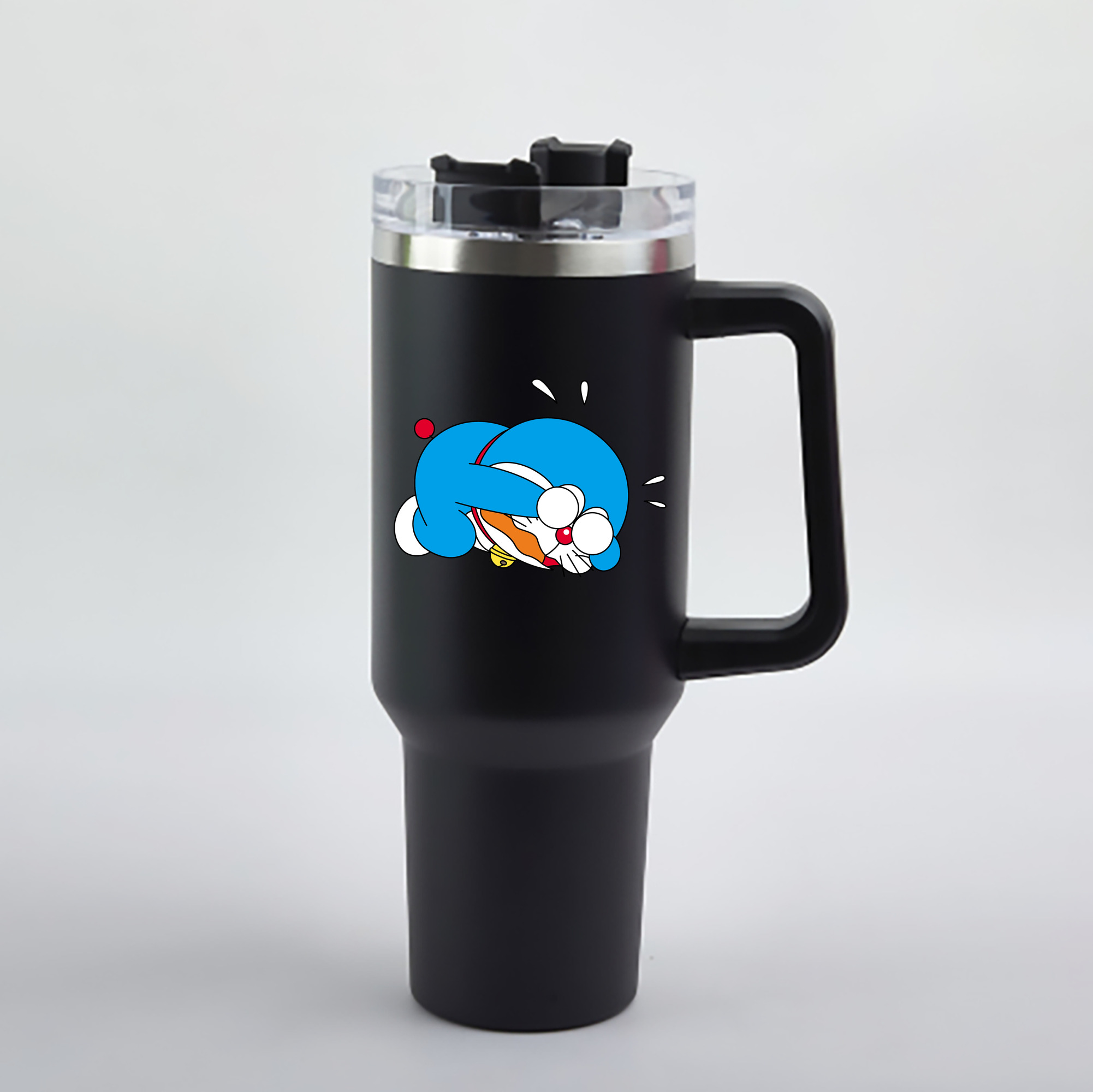 （画像用） ドラえもん Doraemon 1200mL車用タンブラー - クリスタルステッカー（プラスチックストロー付き）