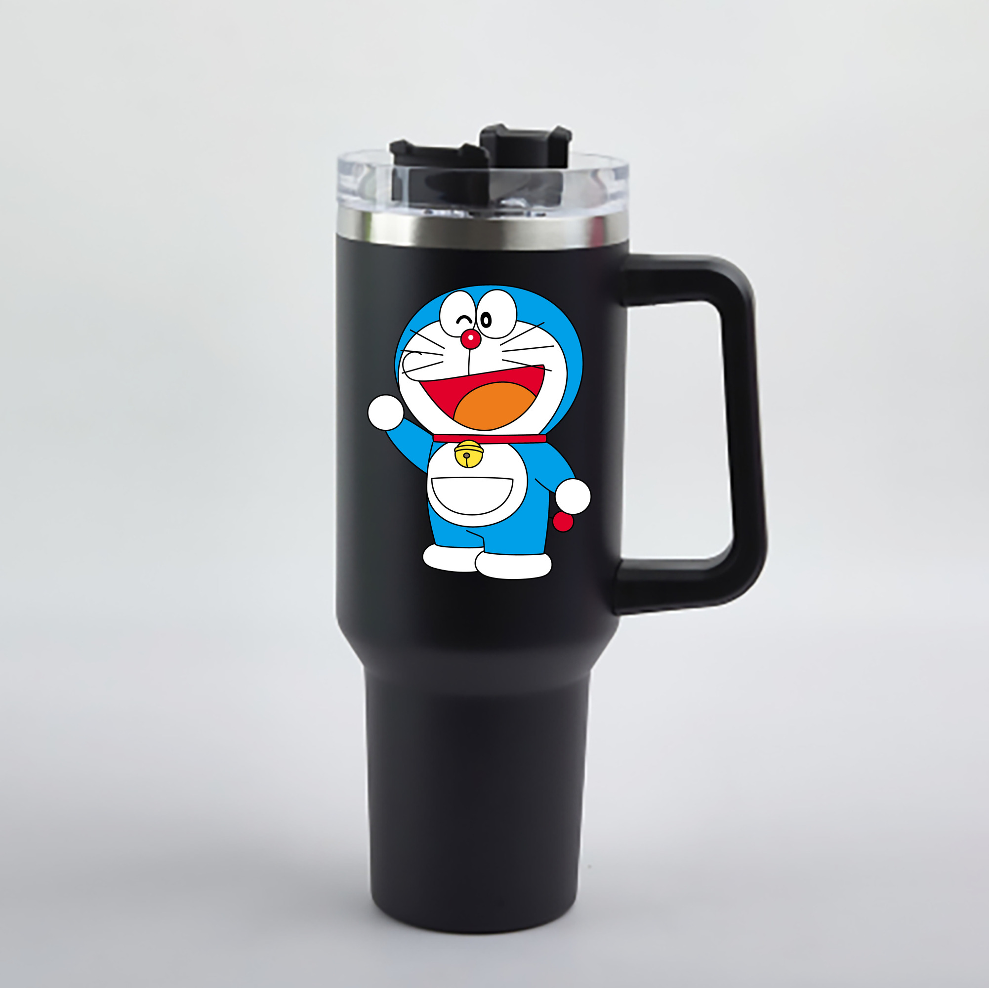 （画像用） ドラえもん Doraemon 1200mL車用タンブラー - クリスタルステッカー（プラスチックストロー付き）