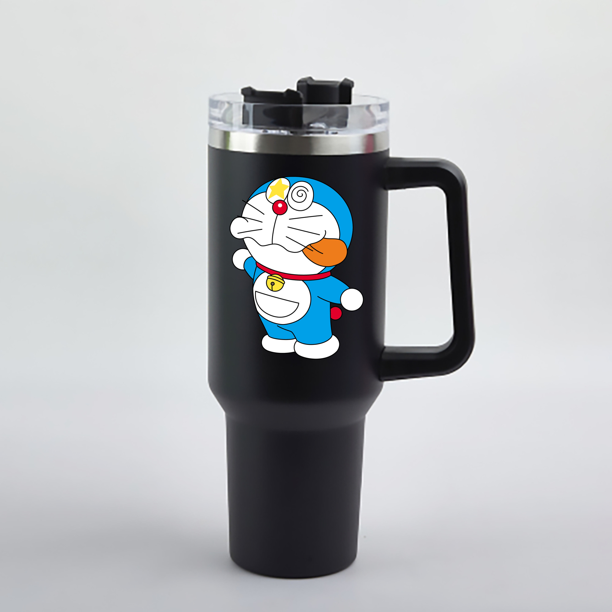 （画像用） ドラえもん Doraemon 1200mL車用タンブラー - クリスタルステッカー（プラスチックストロー付き）