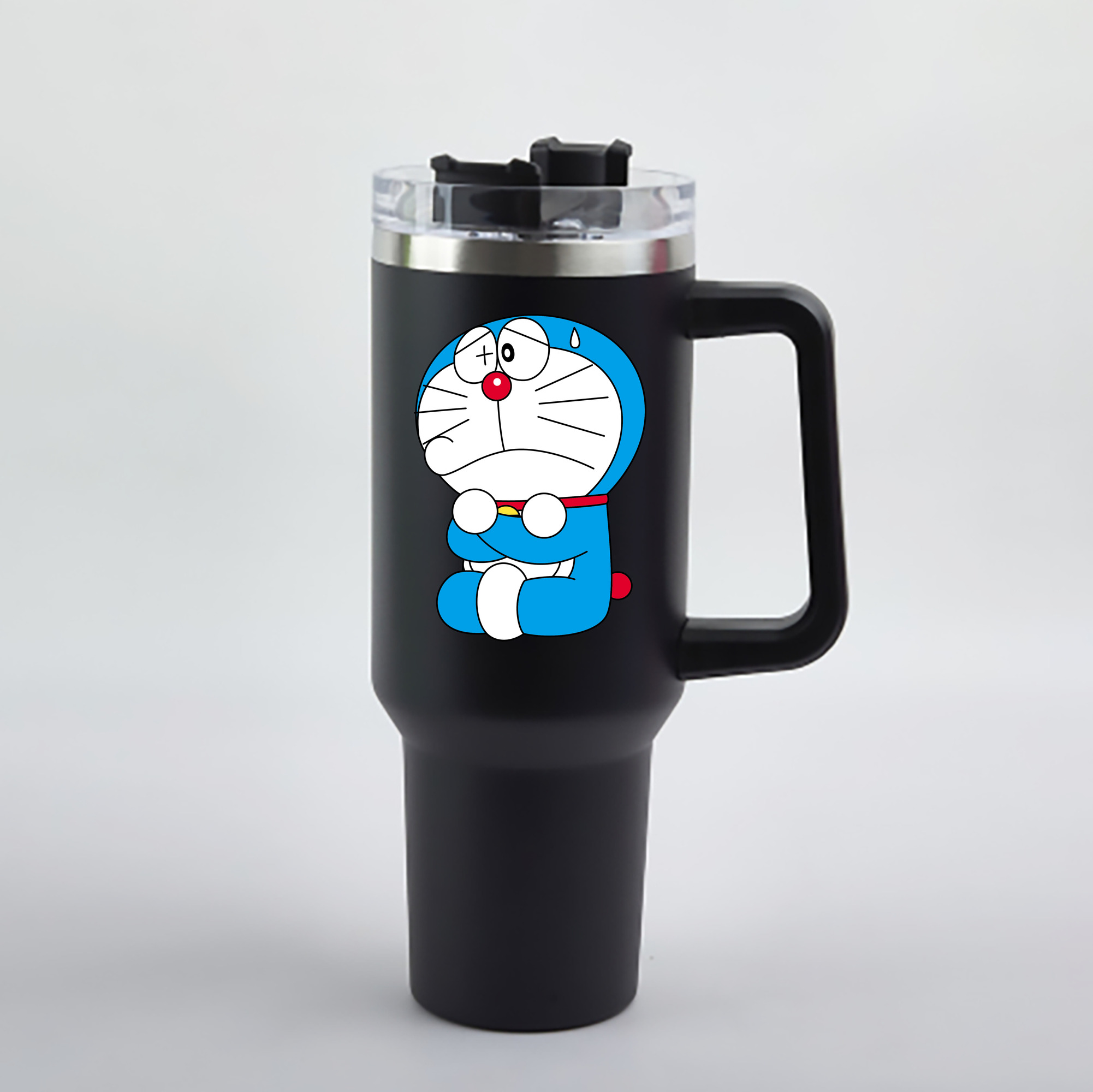 （画像用） ドラえもん Doraemon 1200mL車用タンブラー - クリスタルステッカー（プラスチックストロー付き）