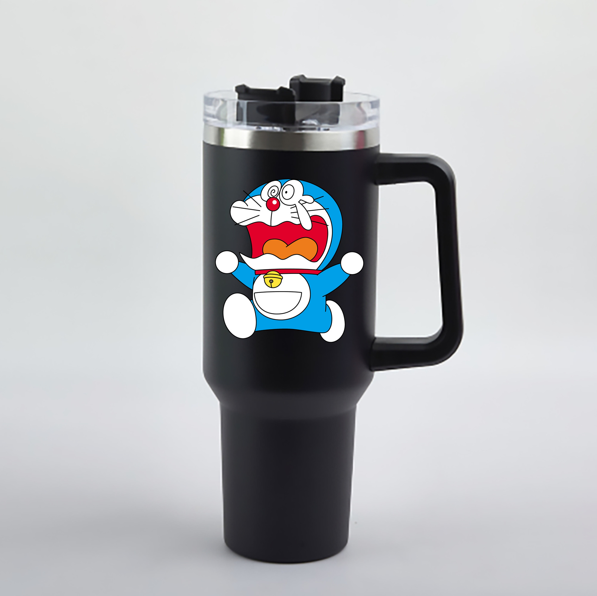 （画像用） ドラえもん Doraemon 1200mL車用タンブラー - クリスタルステッカー（プラスチックストロー付き）