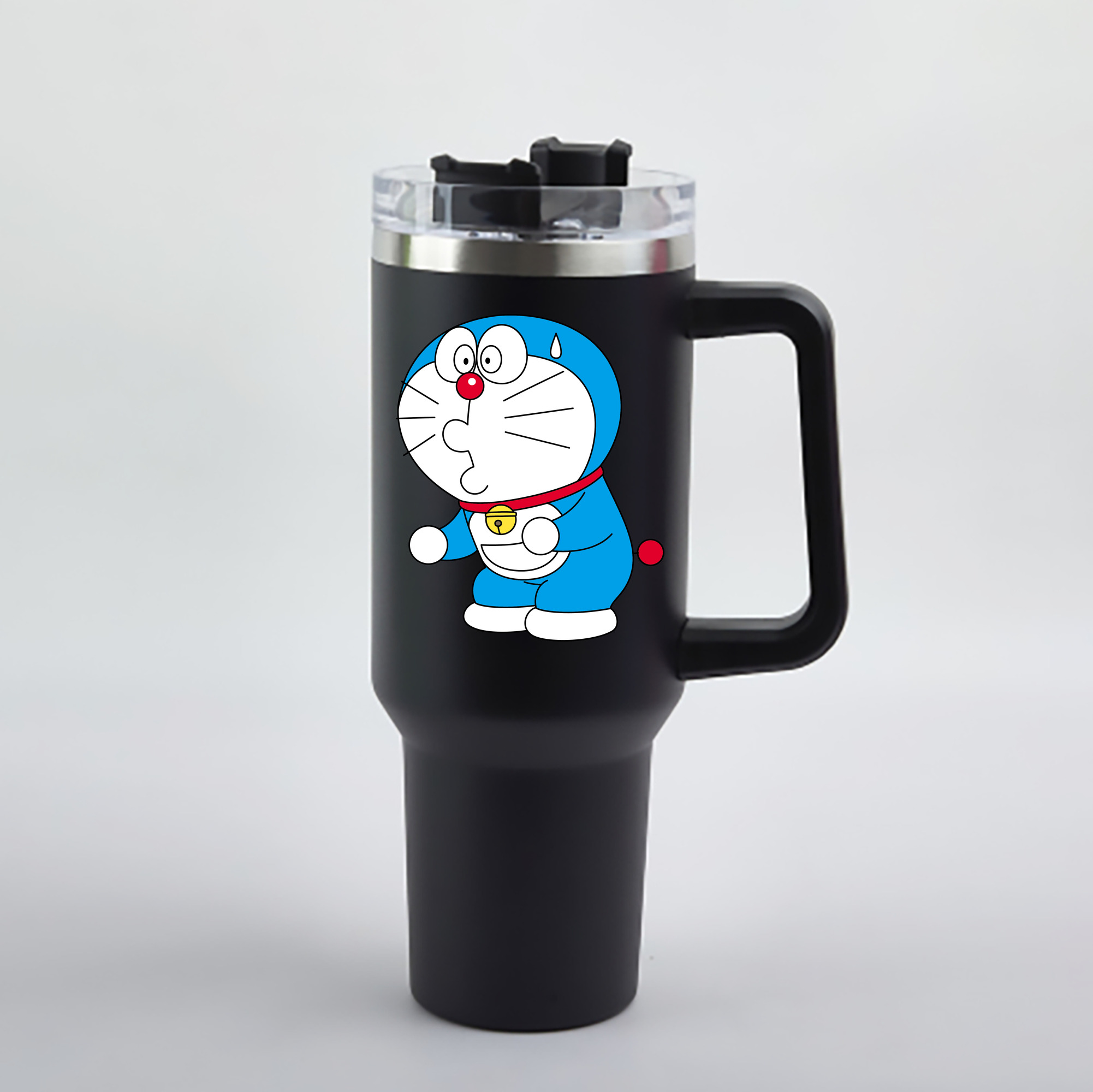 （画像用） ドラえもん Doraemon 1200mL車用タンブラー - クリスタルステッカー（プラスチックストロー付き）