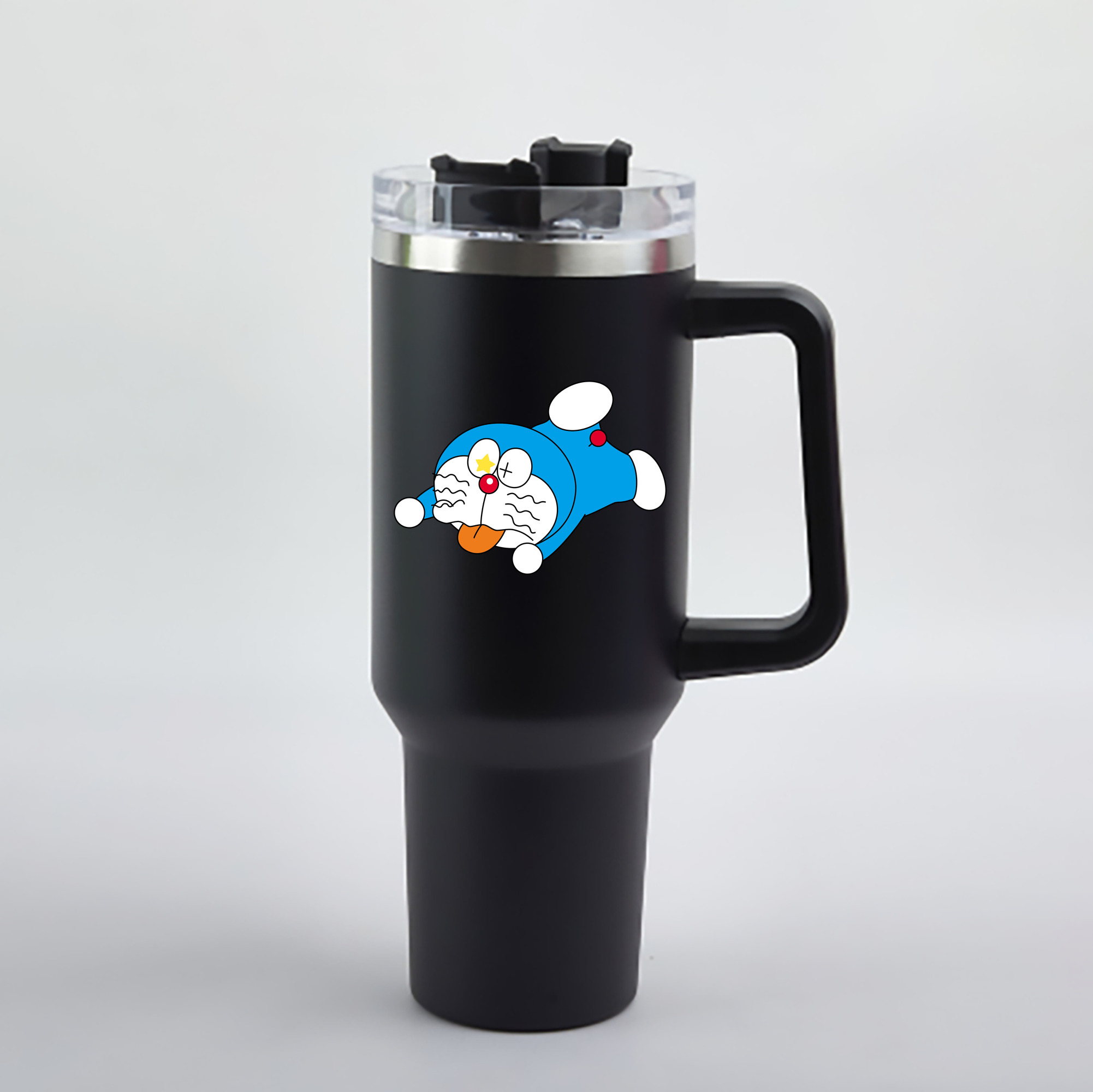（画像用） ドラえもん Doraemon 1200mL車用タンブラー - クリスタルステッカー（プラスチックストロー付き）