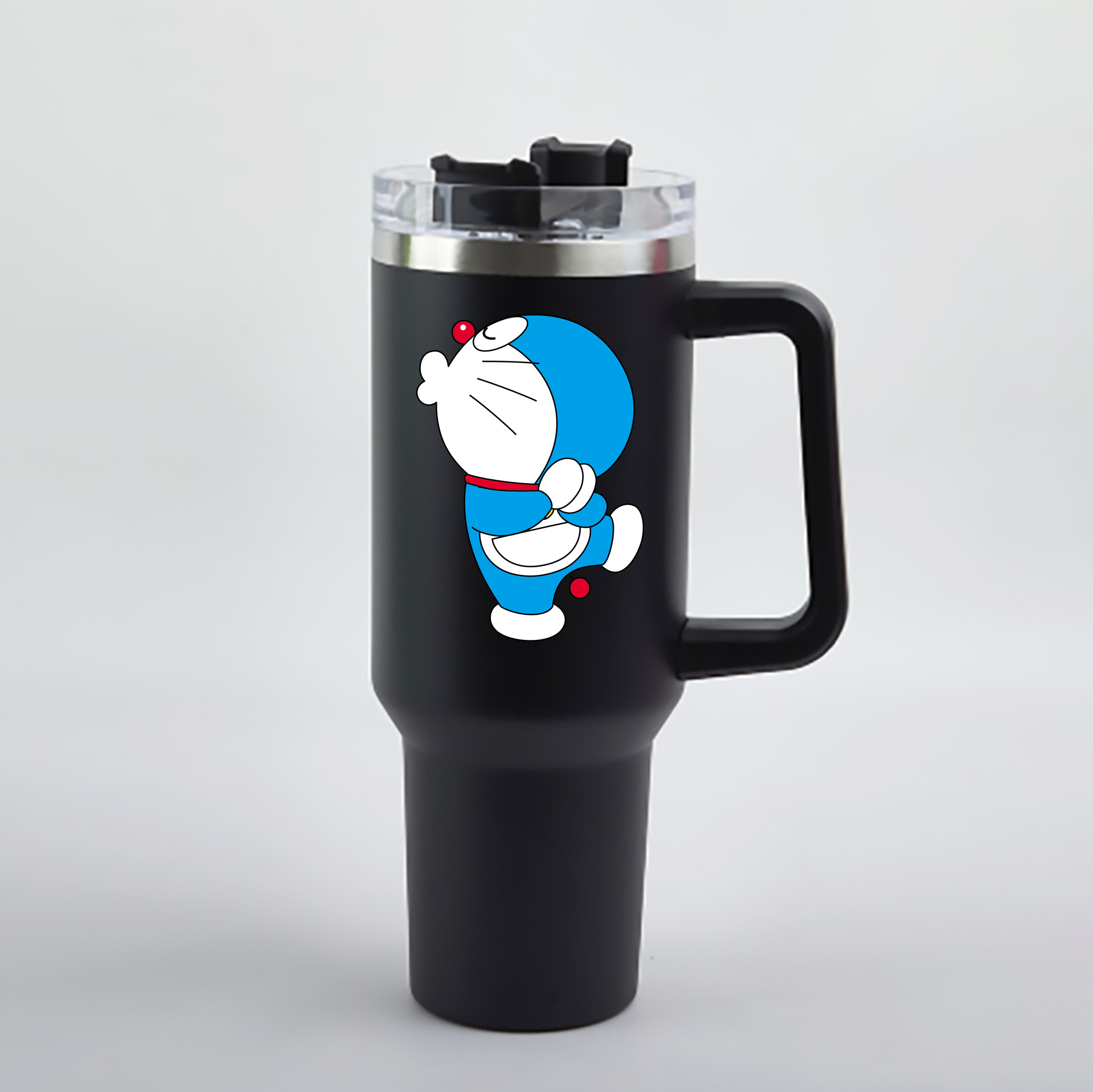 （画像用） ドラえもん Doraemon 1200mL車用タンブラー - クリスタルステッカー（プラスチックストロー付き）