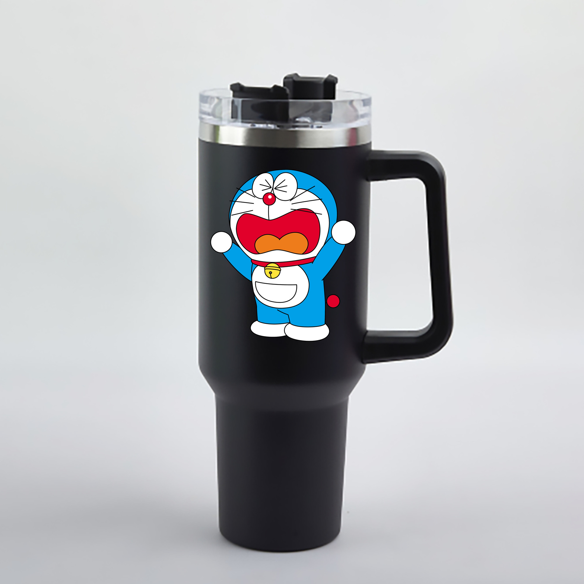 （画像用） ドラえもん Doraemon 1200mL車用タンブラー - クリスタルステッカー（プラスチックストロー付き）