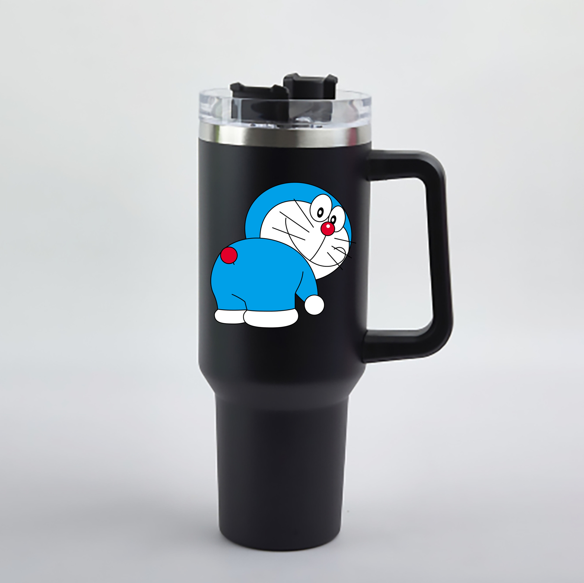 （画像用） ドラえもん Doraemon 1200mL車用タンブラー - クリスタルステッカー（プラスチックストロー付き）