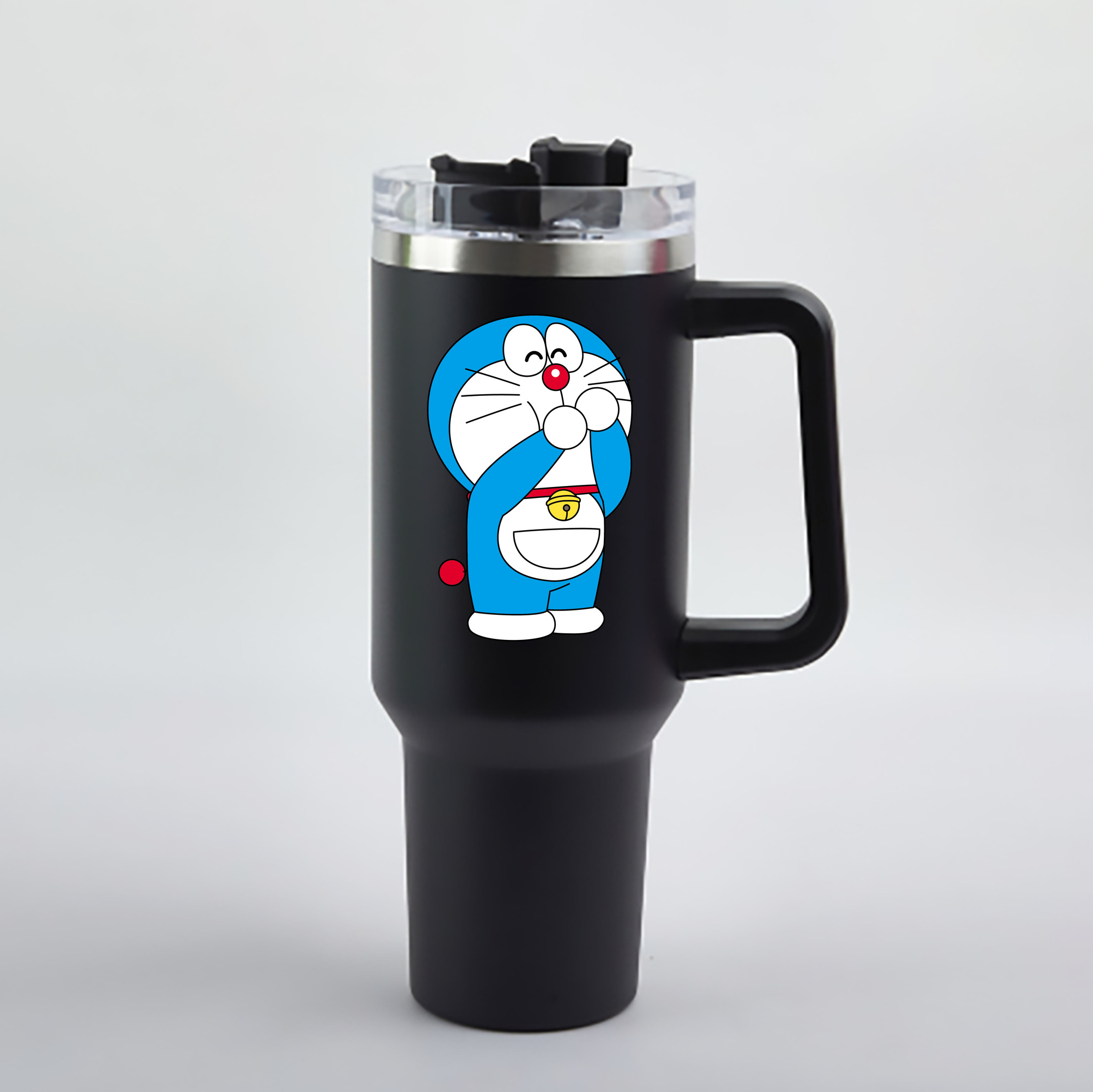 （画像用） ドラえもん Doraemon 1200mL車用タンブラー - クリスタルステッカー（プラスチックストロー付き）