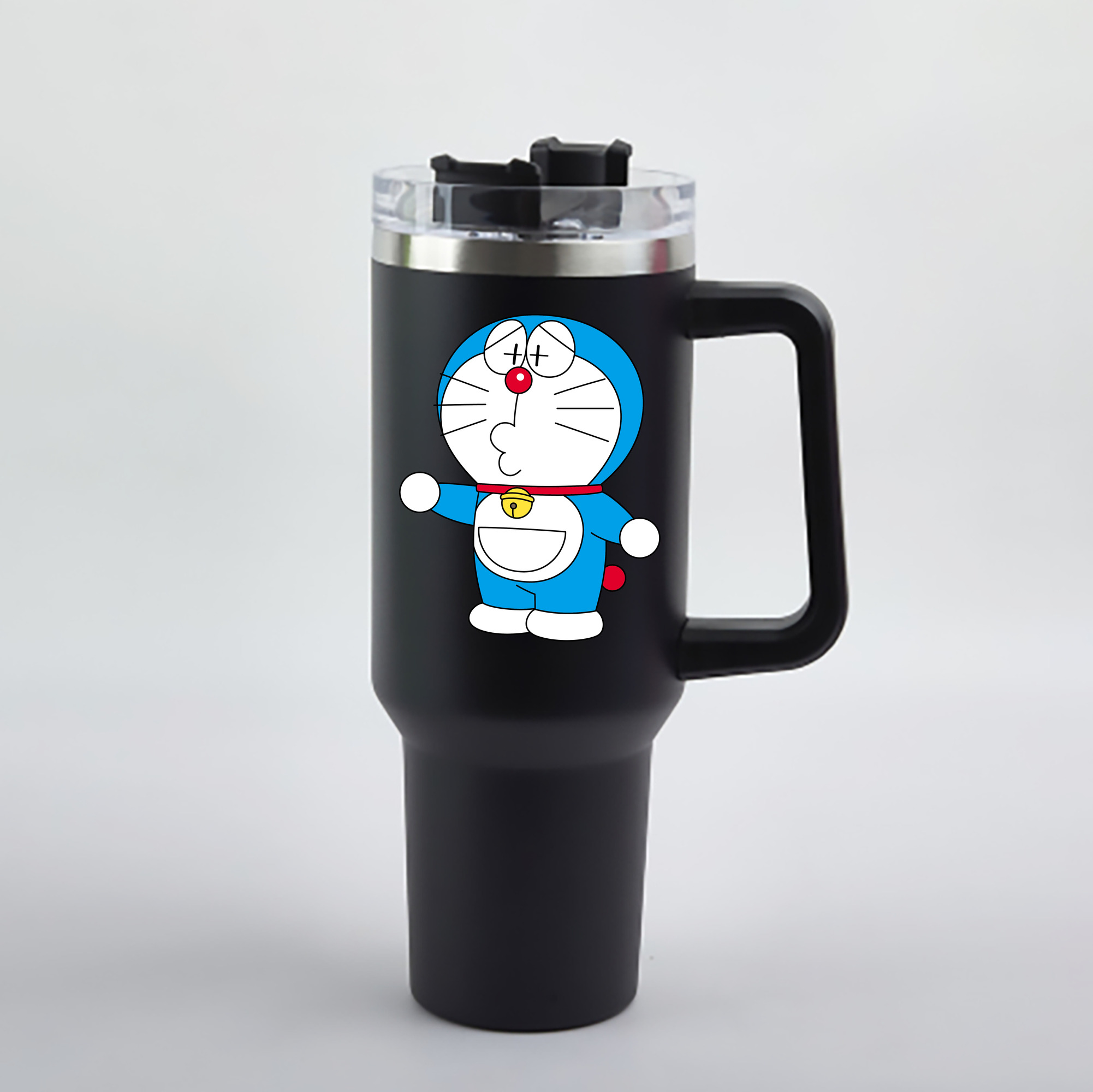 （画像用） ドラえもん Doraemon 1200mL車用タンブラー - クリスタルステッカー（プラスチックストロー付き）