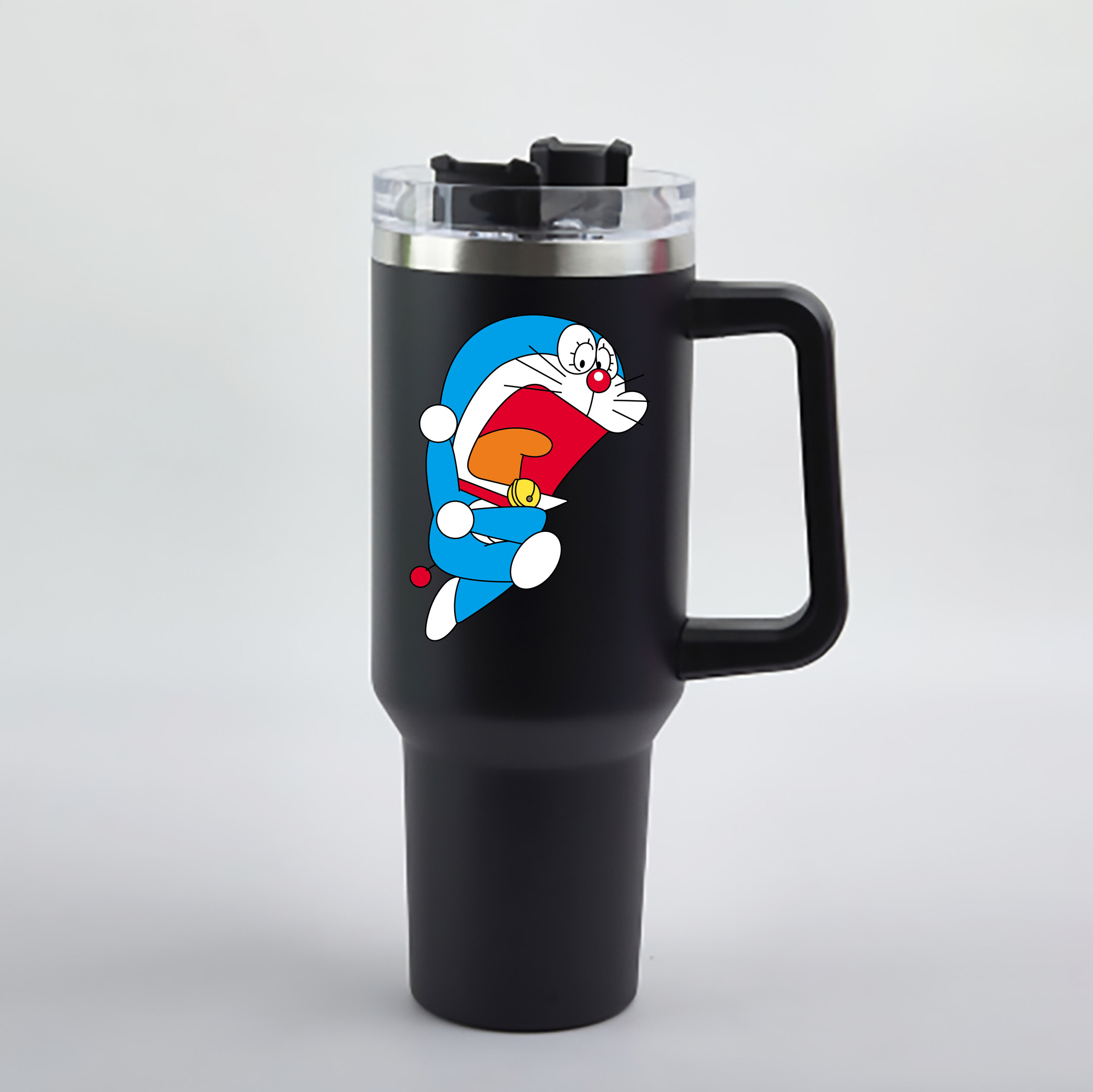 （画像用） ドラえもん Doraemon 1200mL車用タンブラー - クリスタルステッカー（プラスチックストロー付き）