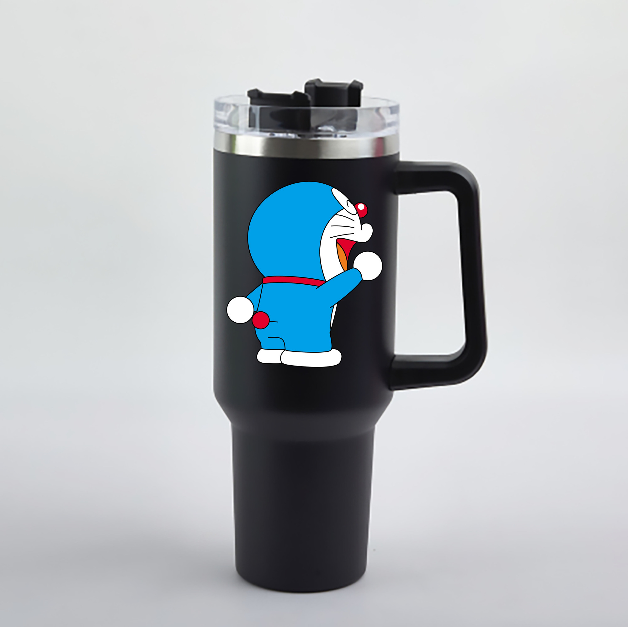 （画像用） ドラえもん Doraemon 1200mL車用タンブラー - クリスタルステッカー（プラスチックストロー付き）