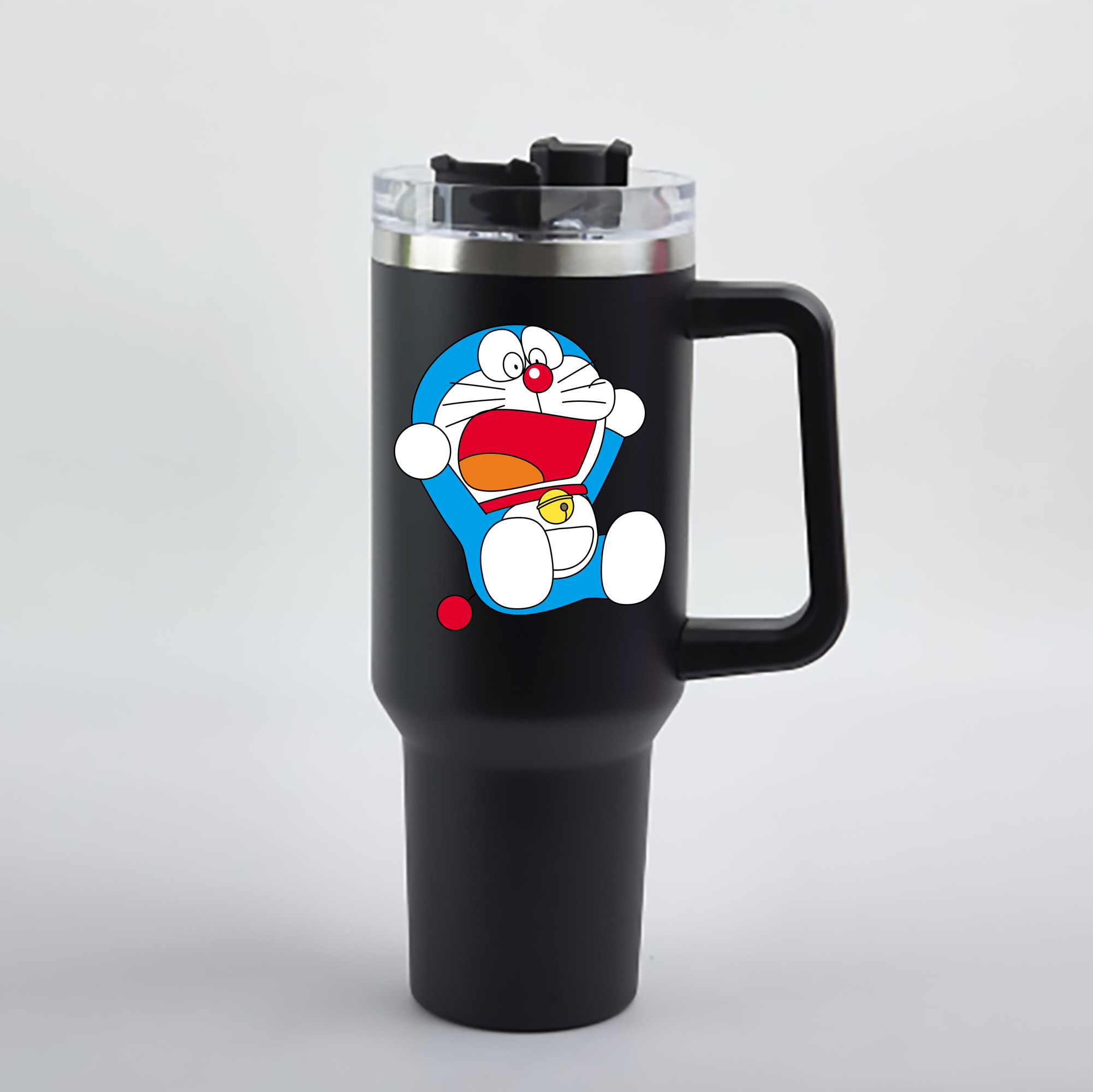 （画像用） ドラえもん Doraemon 1200mL車用タンブラー - クリスタルステッカー（プラスチックストロー付き）