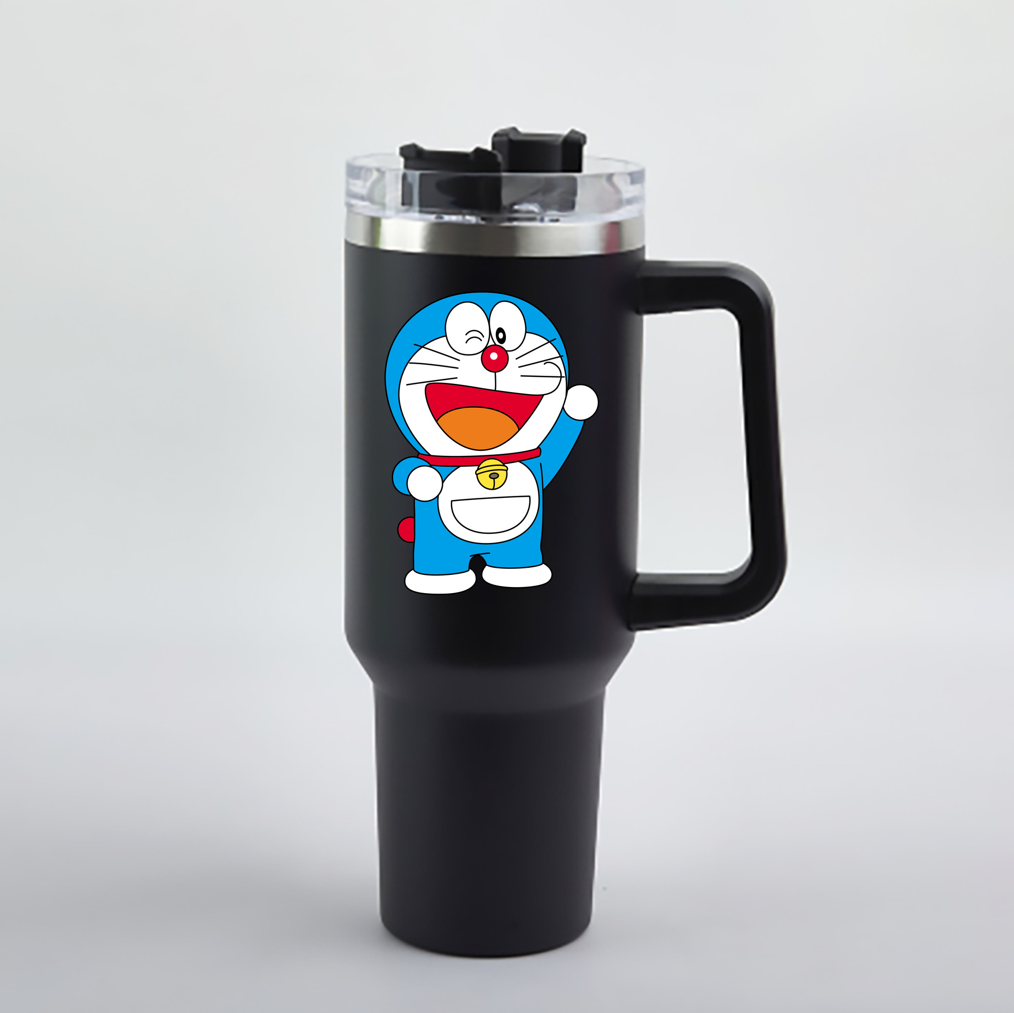 （画像用） ドラえもん Doraemon 1200mL車用タンブラー - クリスタルステッカー（プラスチックストロー付き）