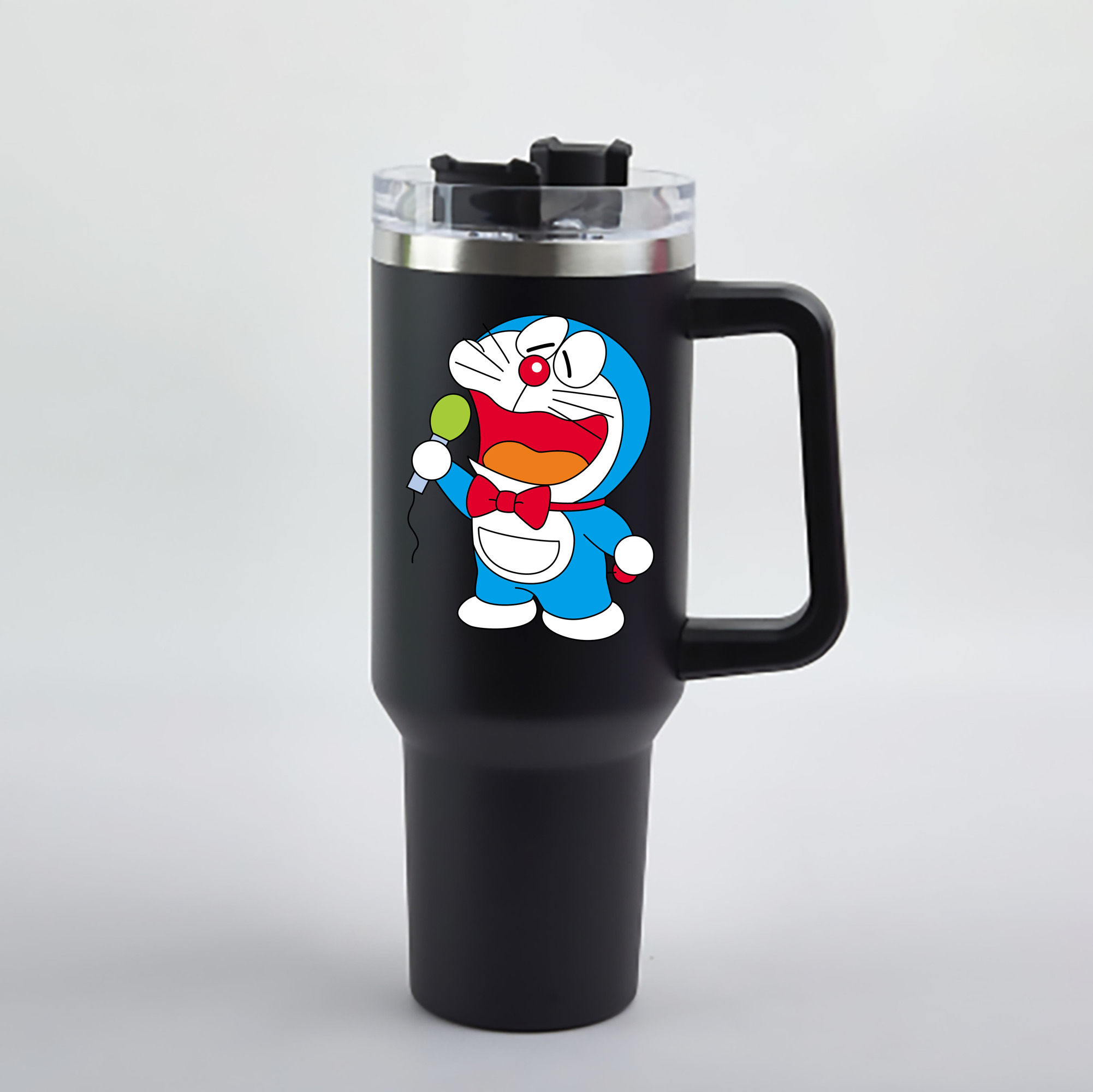 （画像用） ドラえもん Doraemon 1200mL車用タンブラー - クリスタルステッカー（プラスチックストロー付き）