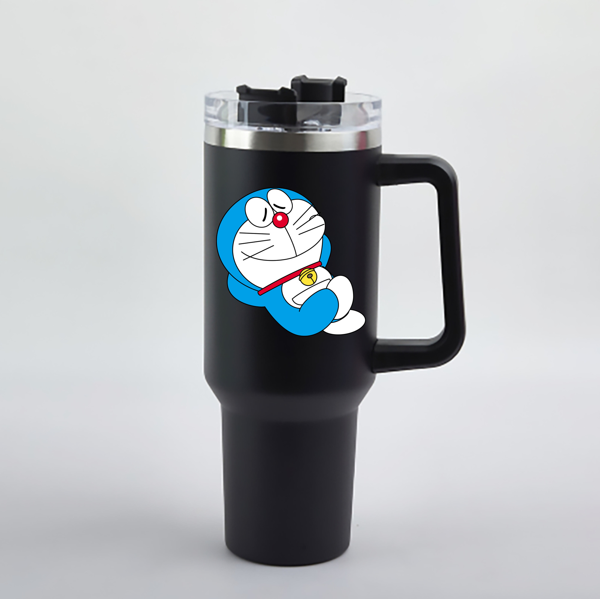 （画像用） ドラえもん Doraemon 1200mL車用タンブラー - クリスタルステッカー（プラスチックストロー付き）