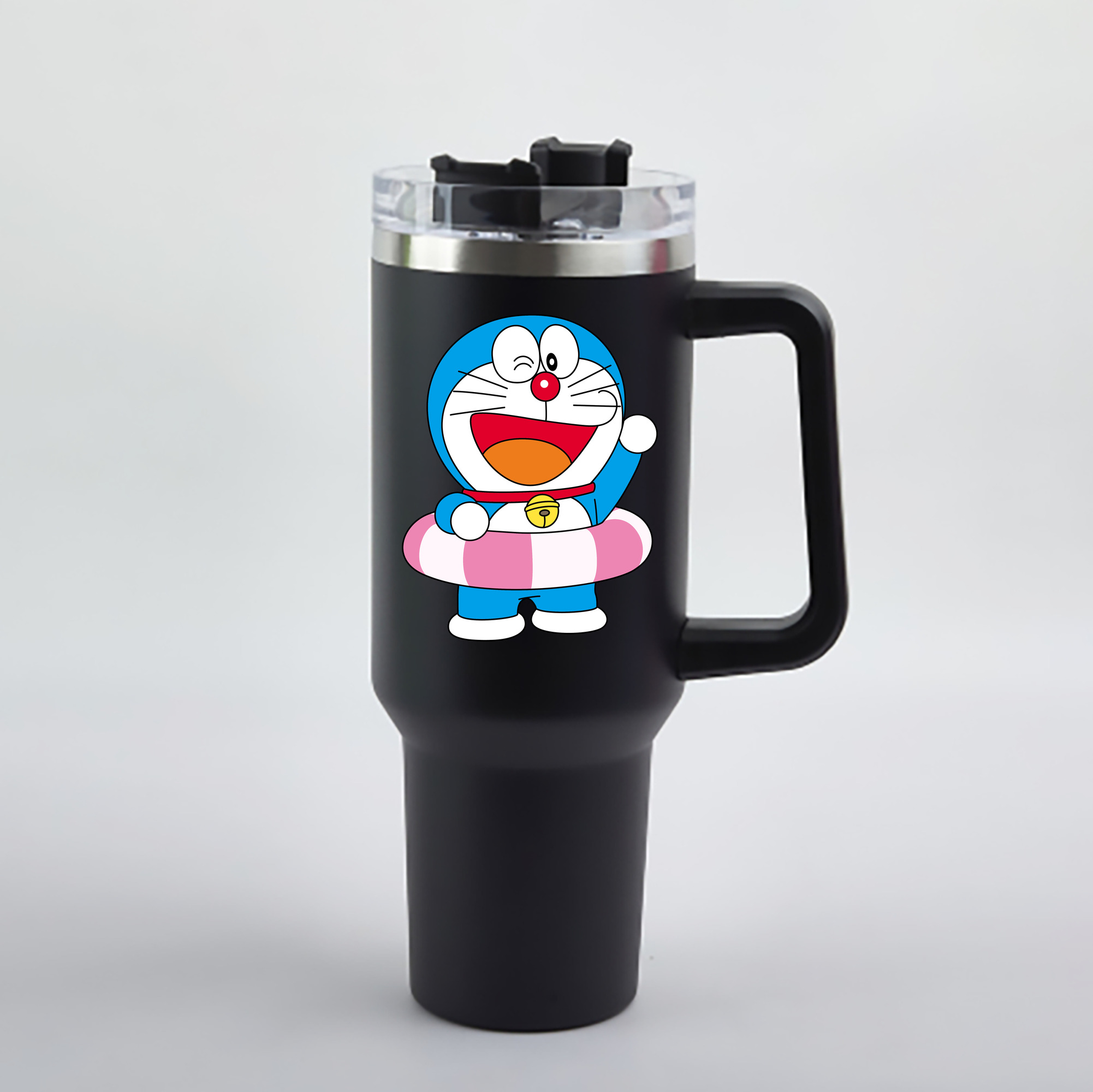 （画像用） ドラえもん Doraemon 1200mL車用タンブラー - クリスタルステッカー（プラスチックストロー付き）