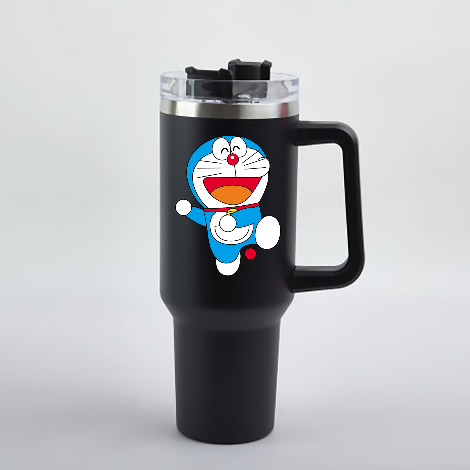 （画像用） ドラえもん Doraemon 1200mL車用タンブラー - クリスタルステッカー（プラスチックストロー付き）