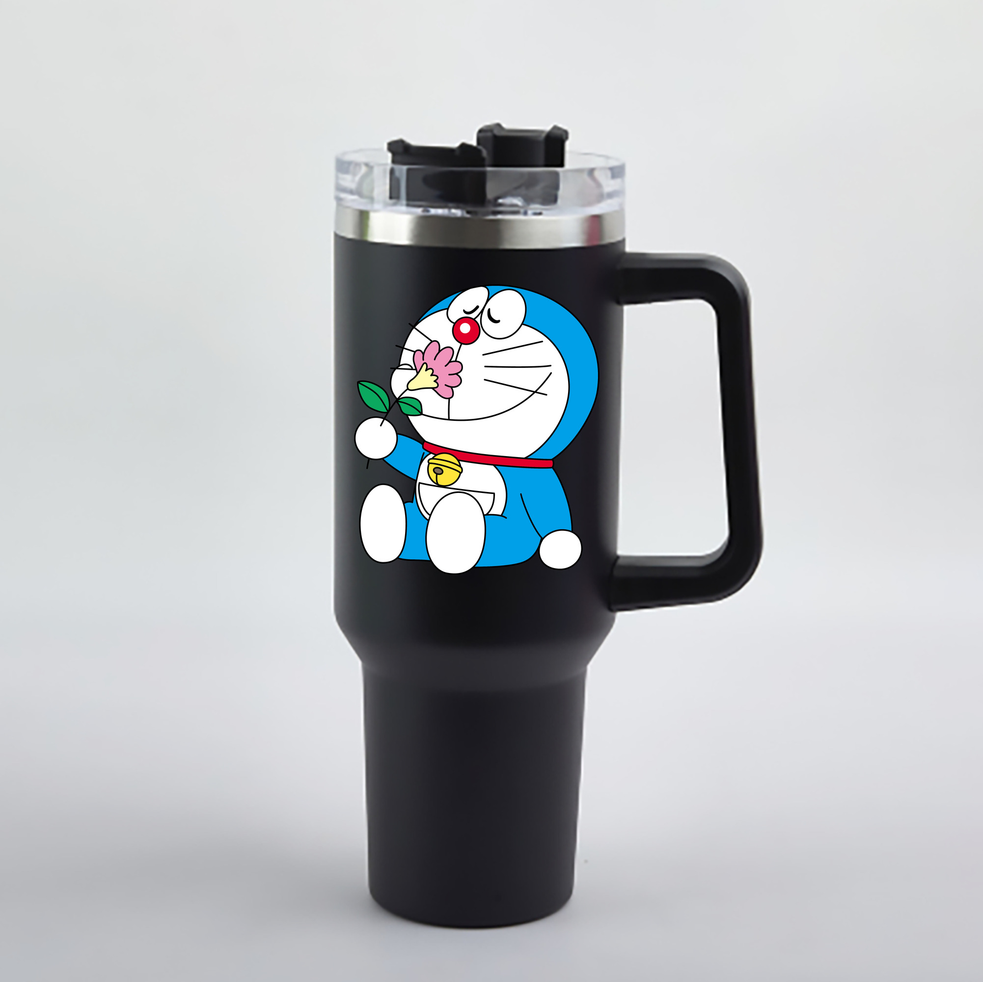 （画像用） ドラえもん Doraemon 1200mL車用タンブラー - クリスタルステッカー（プラスチックストロー付き）