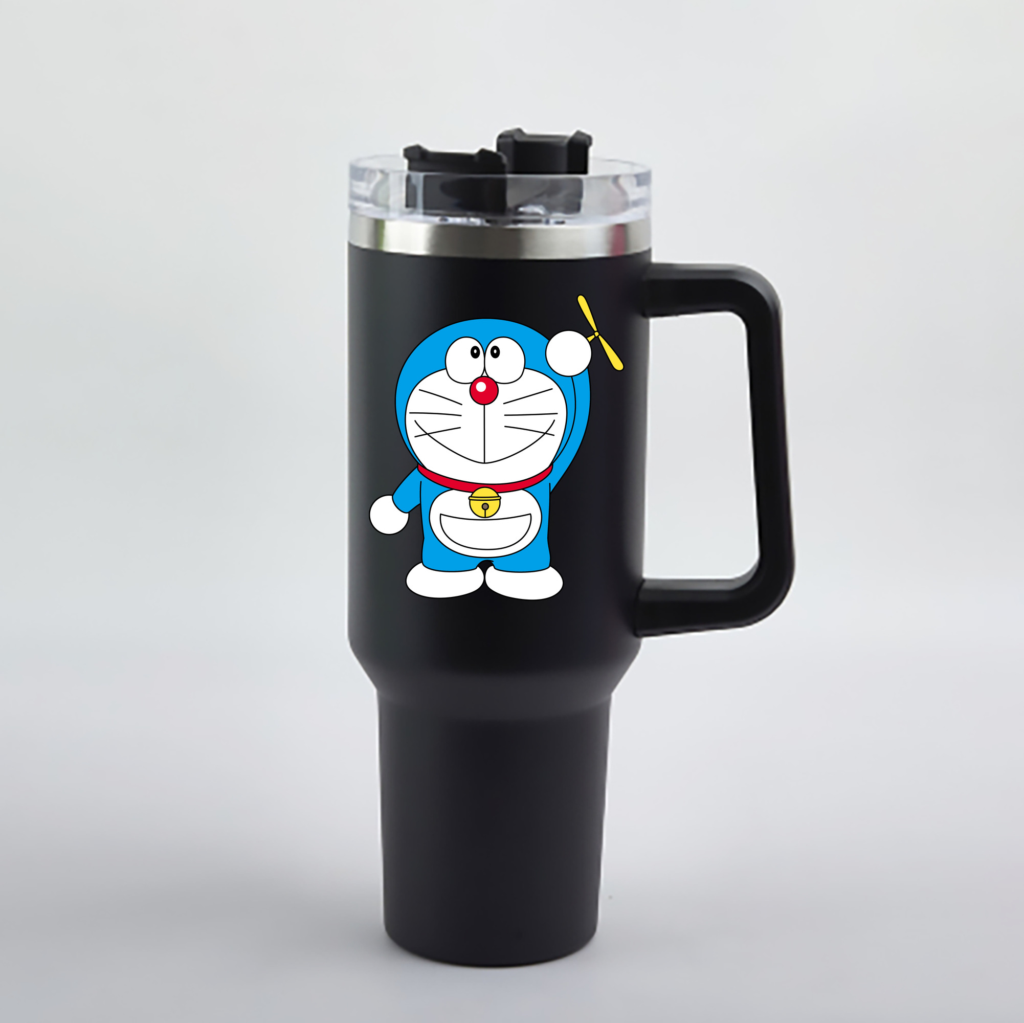 （画像用） ドラえもん Doraemon 1200mL車用タンブラー - クリスタルステッカー（プラスチックストロー付き）