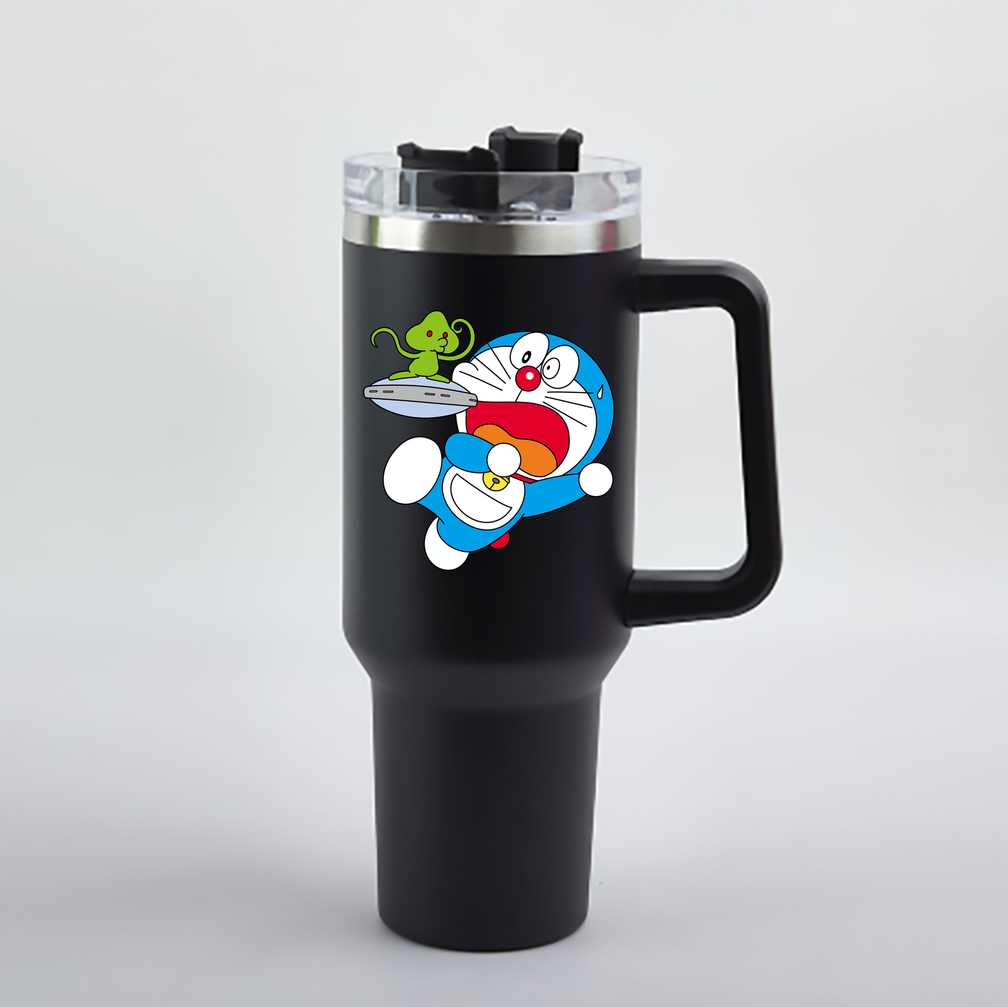 （画像用） ドラえもん Doraemon 1200mL車用タンブラー - クリスタルステッカー（プラスチックストロー付き）