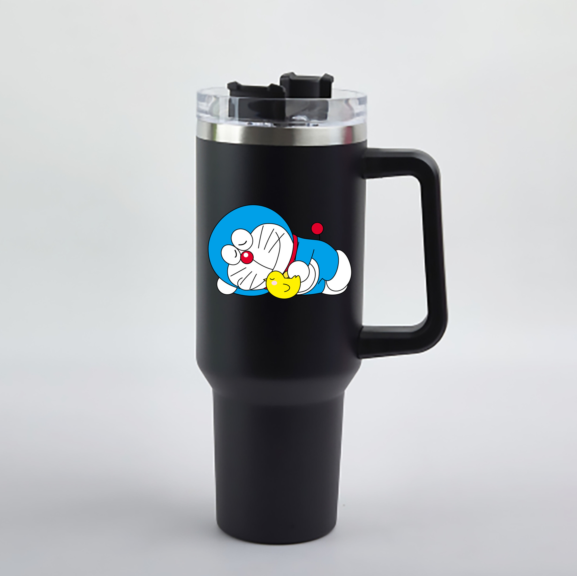 （画像用） ドラえもん Doraemon 1200mL車用タンブラー - クリスタルステッカー（プラスチックストロー付き）