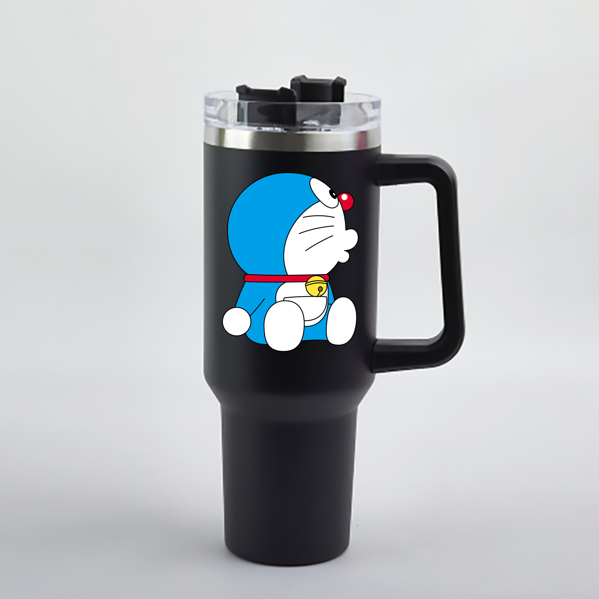 （画像用） ドラえもん Doraemon 1200mL車用タンブラー - クリスタルステッカー（プラスチックストロー付き）
