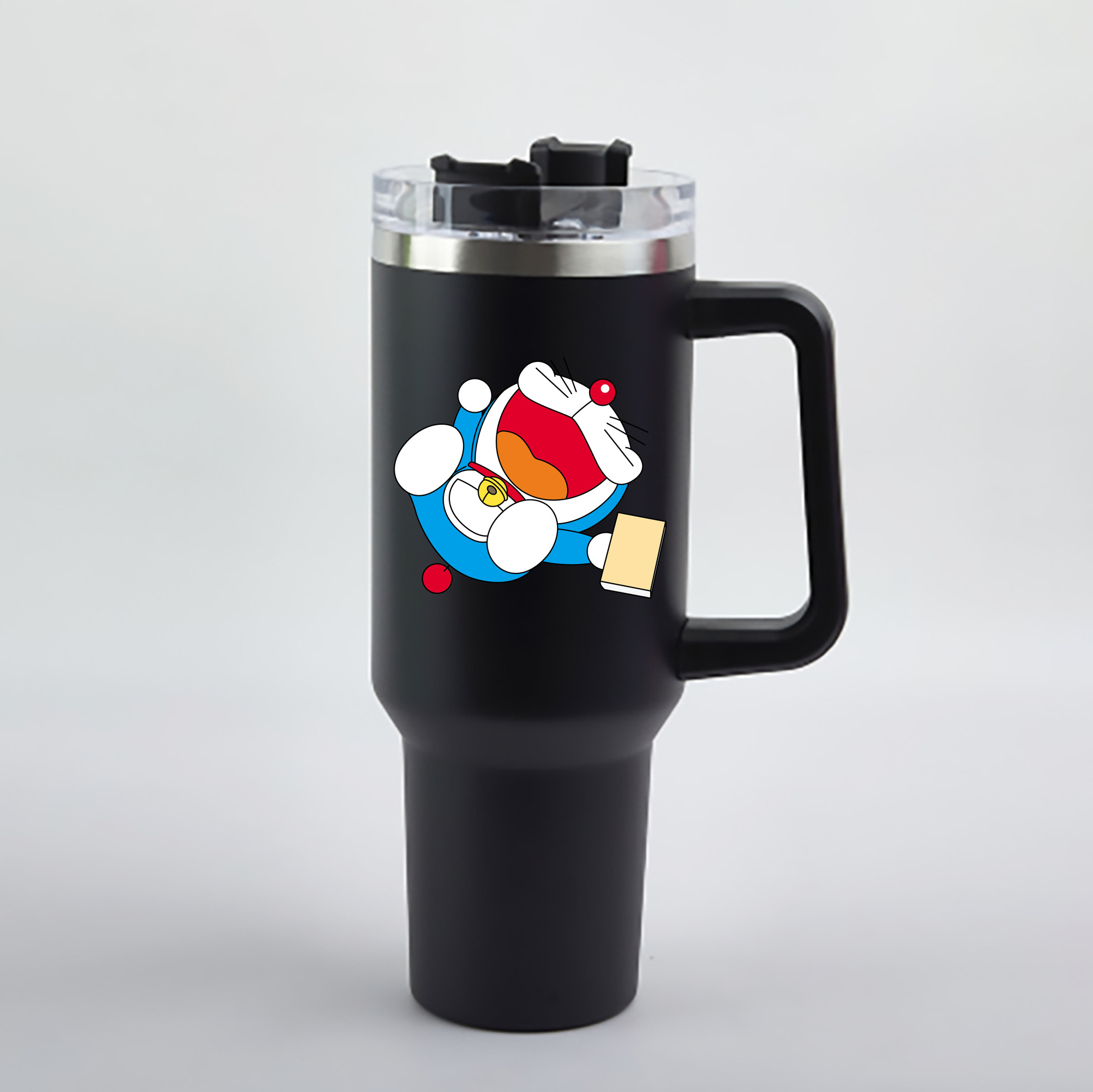 （画像用） ドラえもん Doraemon 1200mL車用タンブラー - クリスタルステッカー（プラスチックストロー付き）