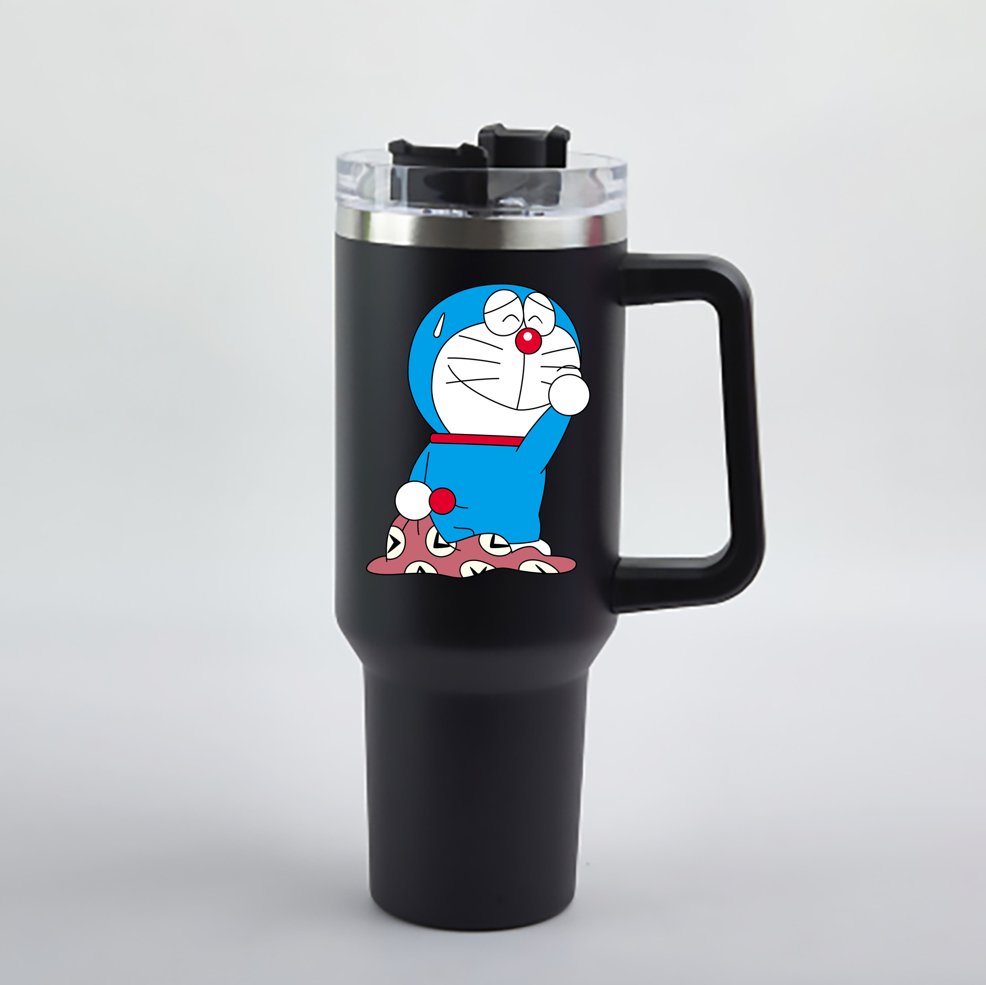 （画像用） ドラえもん Doraemon 1200mL車用タンブラー - クリスタルステッカー（プラスチックストロー付き）