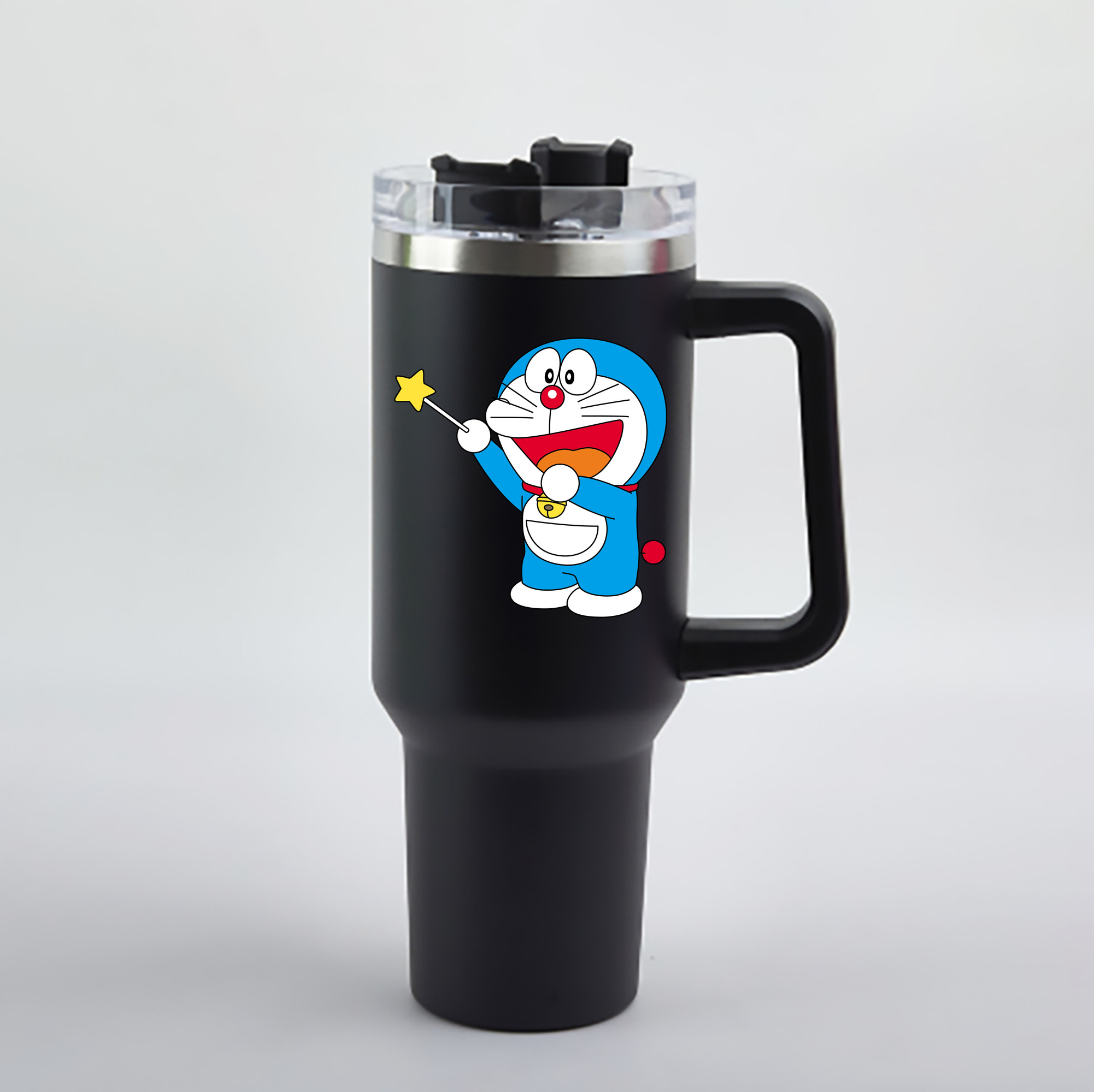 （画像用） ドラえもん Doraemon 1200mL車用タンブラー - クリスタルステッカー（プラスチックストロー付き）