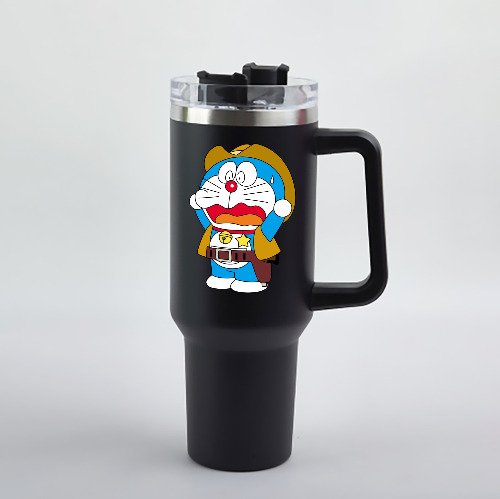 （画像用） ドラえもん Doraemon 1200mL車用タンブラー - クリスタルステッカー（プラスチックストロー付き）