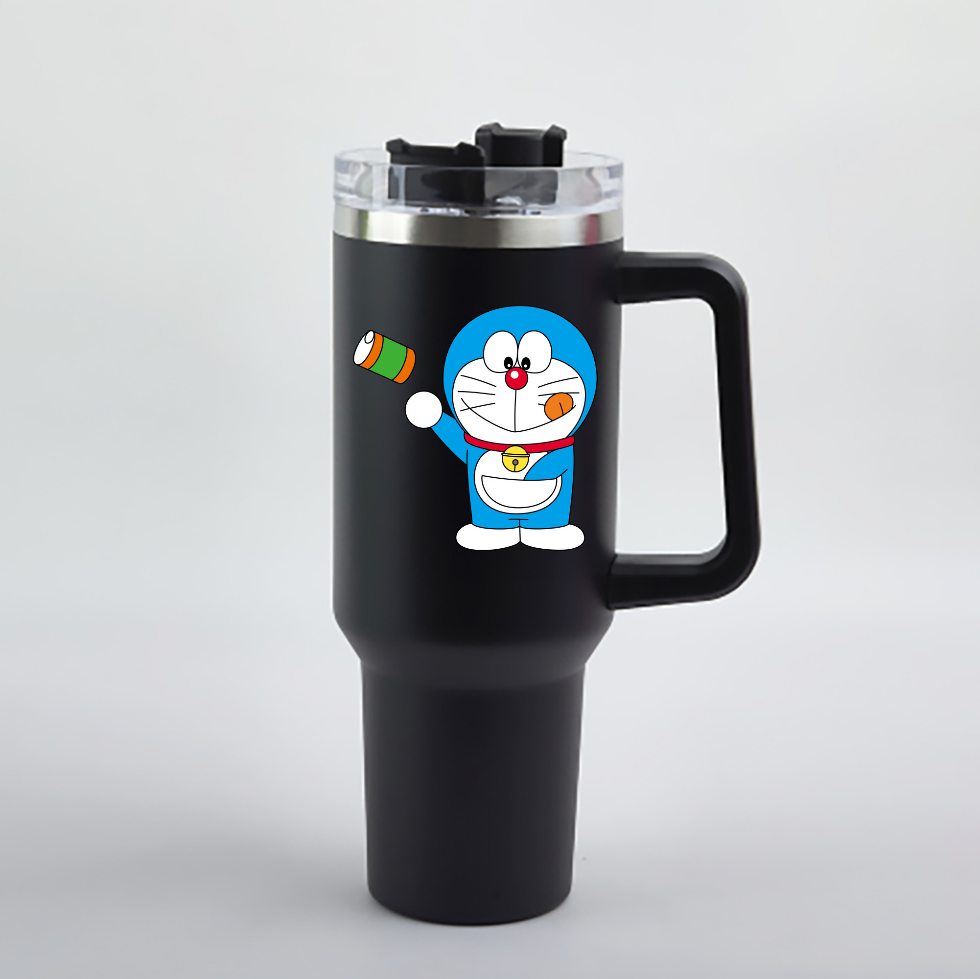 （画像用） ドラえもん Doraemon 1200mL車用タンブラー - クリスタルステッカー（プラスチックストロー付き）