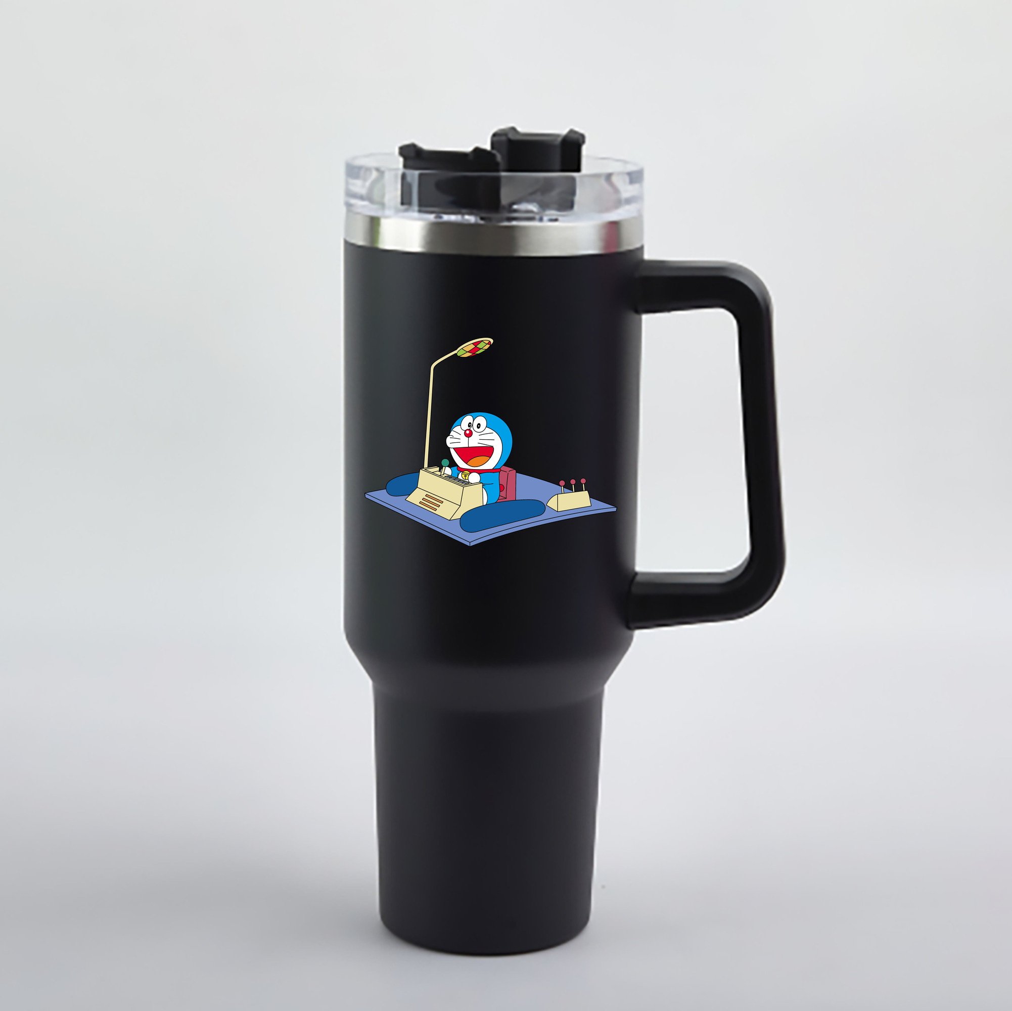 （画像用） ドラえもん Doraemon 1200mL車用タンブラー - クリスタルステッカー（プラスチックストロー付き）