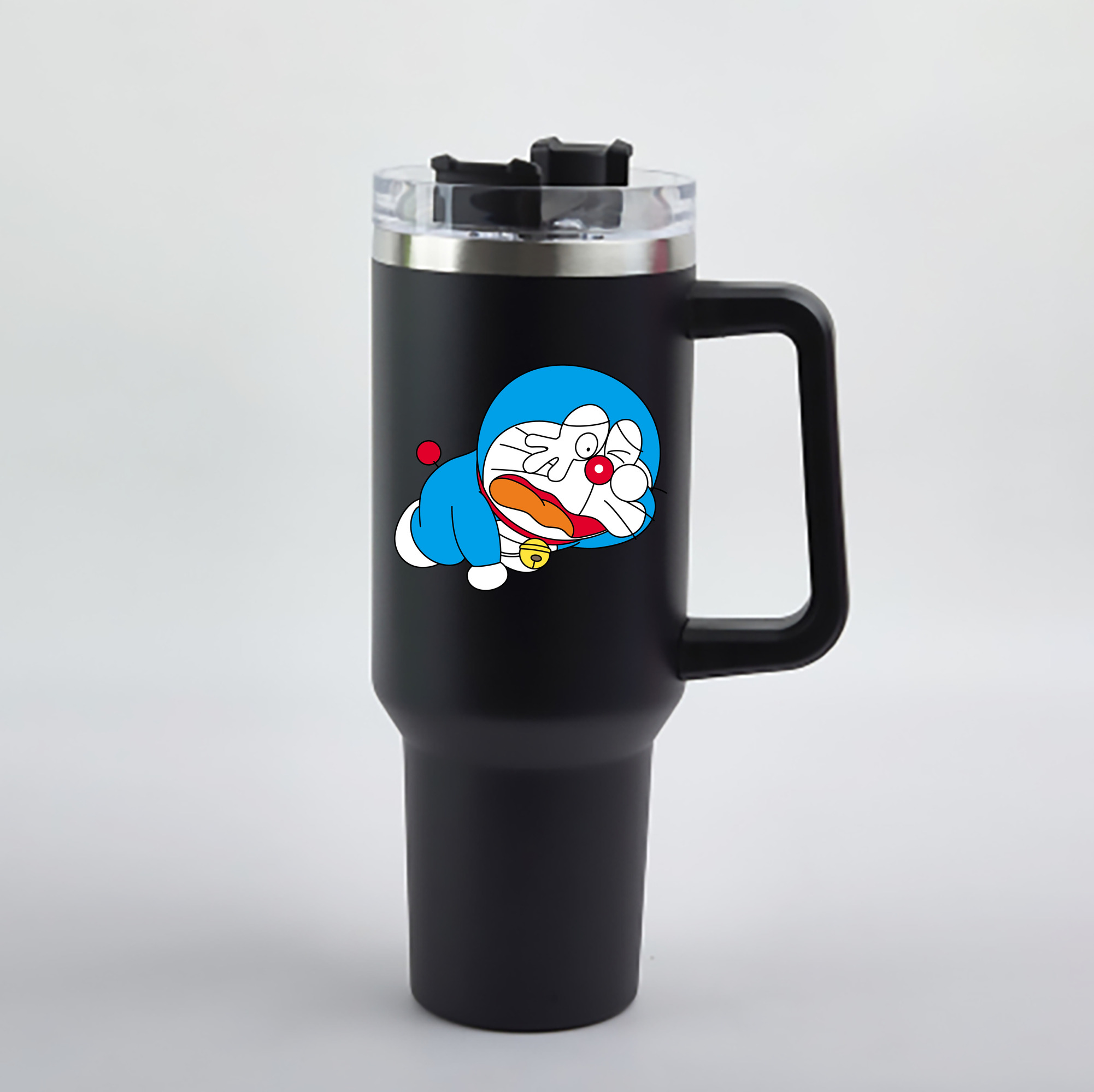 （画像用） ドラえもん Doraemon 1200mL車用タンブラー - クリスタルステッカー（プラスチックストロー付き）