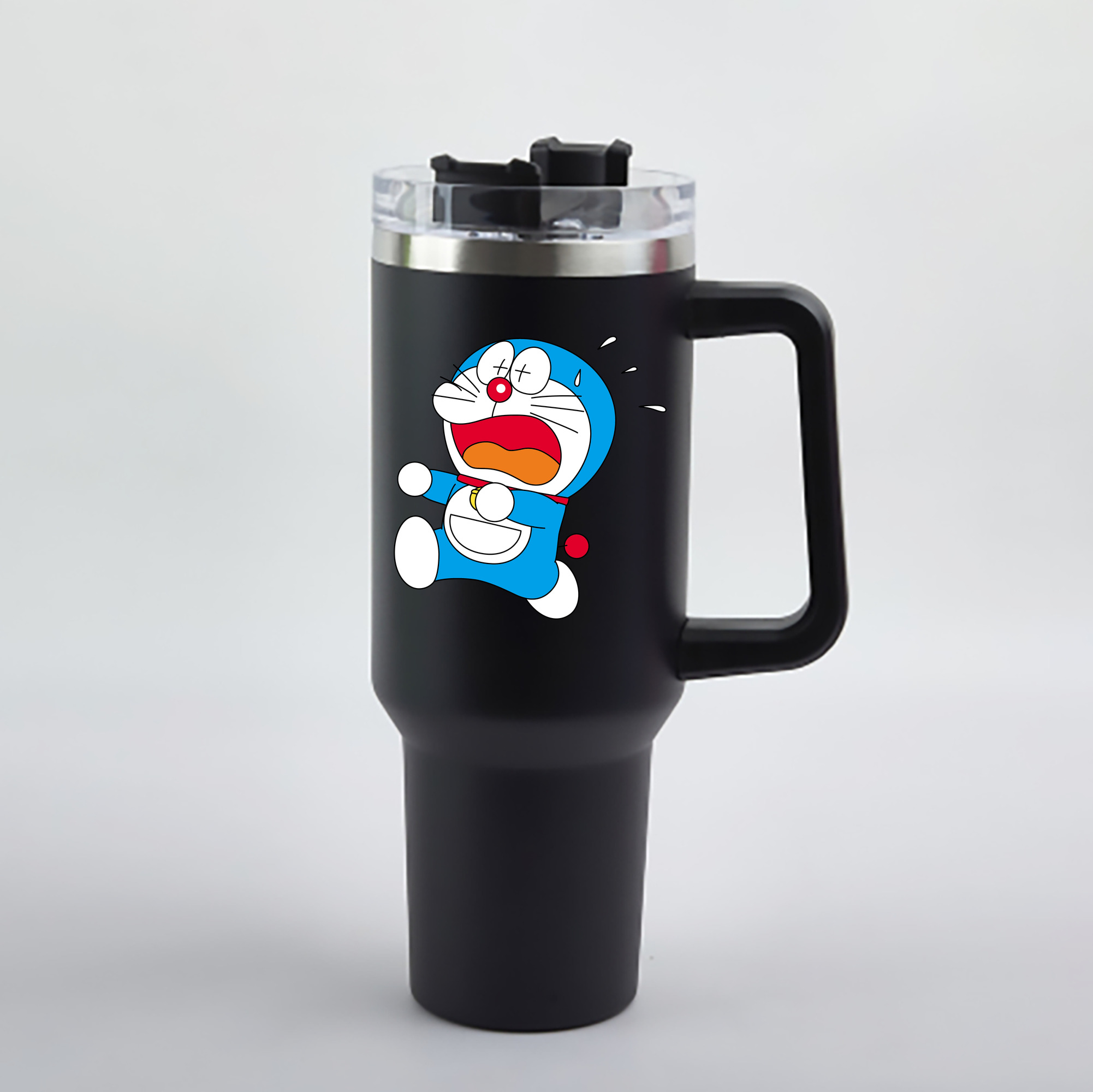 （画像用） ドラえもん Doraemon 1200mL車用タンブラー - クリスタルステッカー（プラスチックストロー付き）