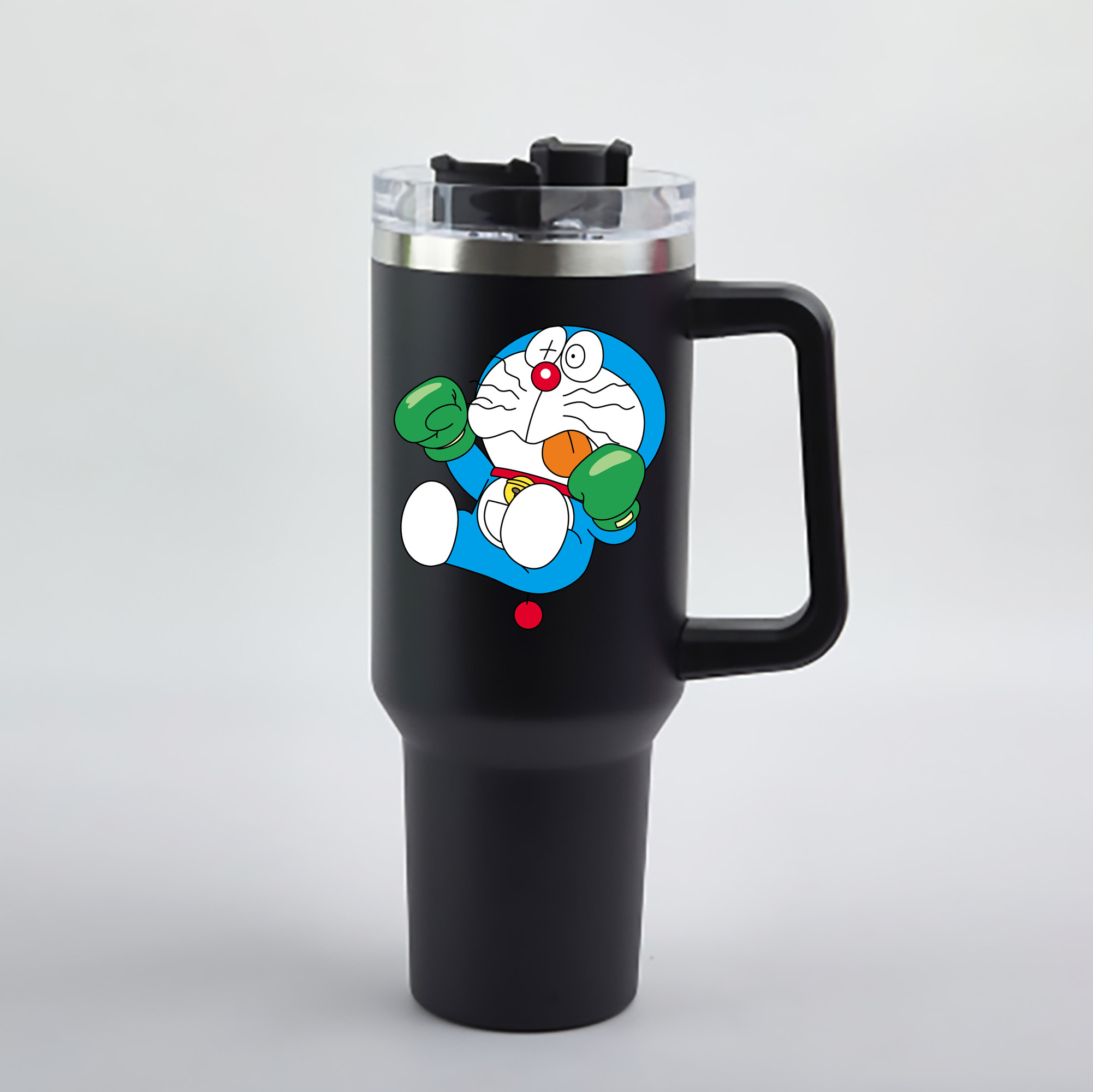 （画像用） ドラえもん Doraemon 1200mL車用タンブラー - クリスタルステッカー（プラスチックストロー付き）