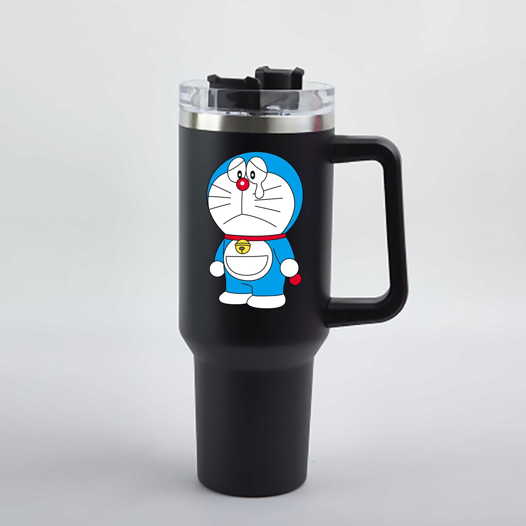 （画像用） ドラえもん Doraemon 1200mL車用タンブラー - クリスタルステッカー（プラスチックストロー付き）