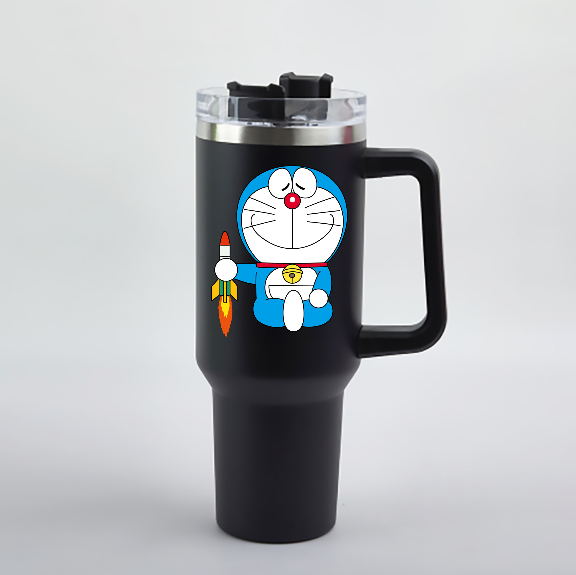 （画像用） ドラえもん Doraemon 1200mL車用タンブラー - クリスタルステッカー（プラスチックストロー付き）