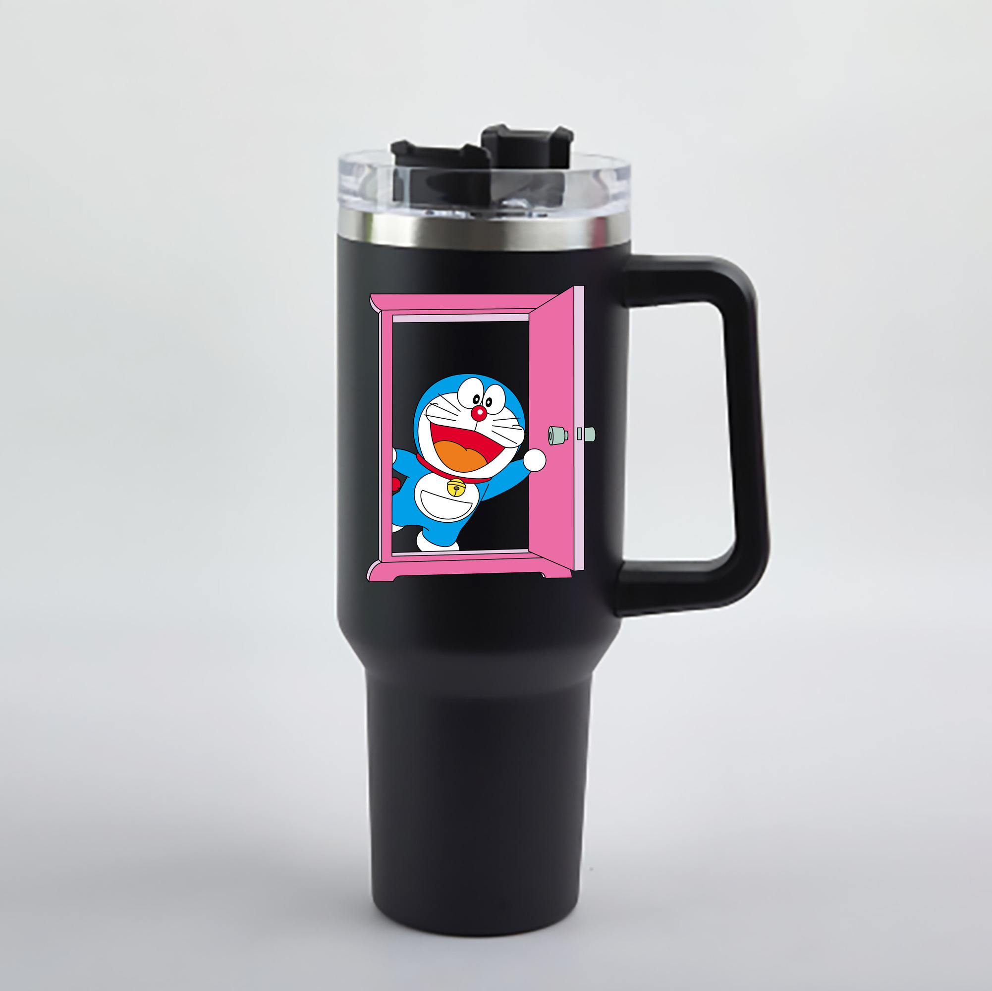 （画像用） ドラえもん Doraemon 1200mL車用タンブラー - クリスタルステッカー（プラスチックストロー付き）