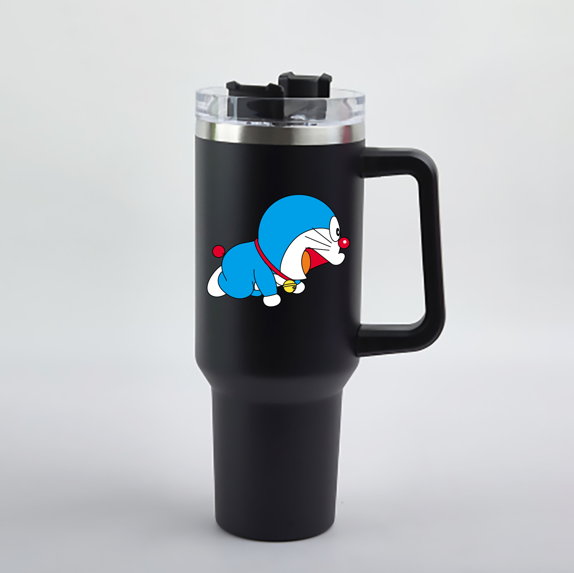（画像用） ドラえもん Doraemon 1200mL車用タンブラー - クリスタルステッカー（プラスチックストロー付き）