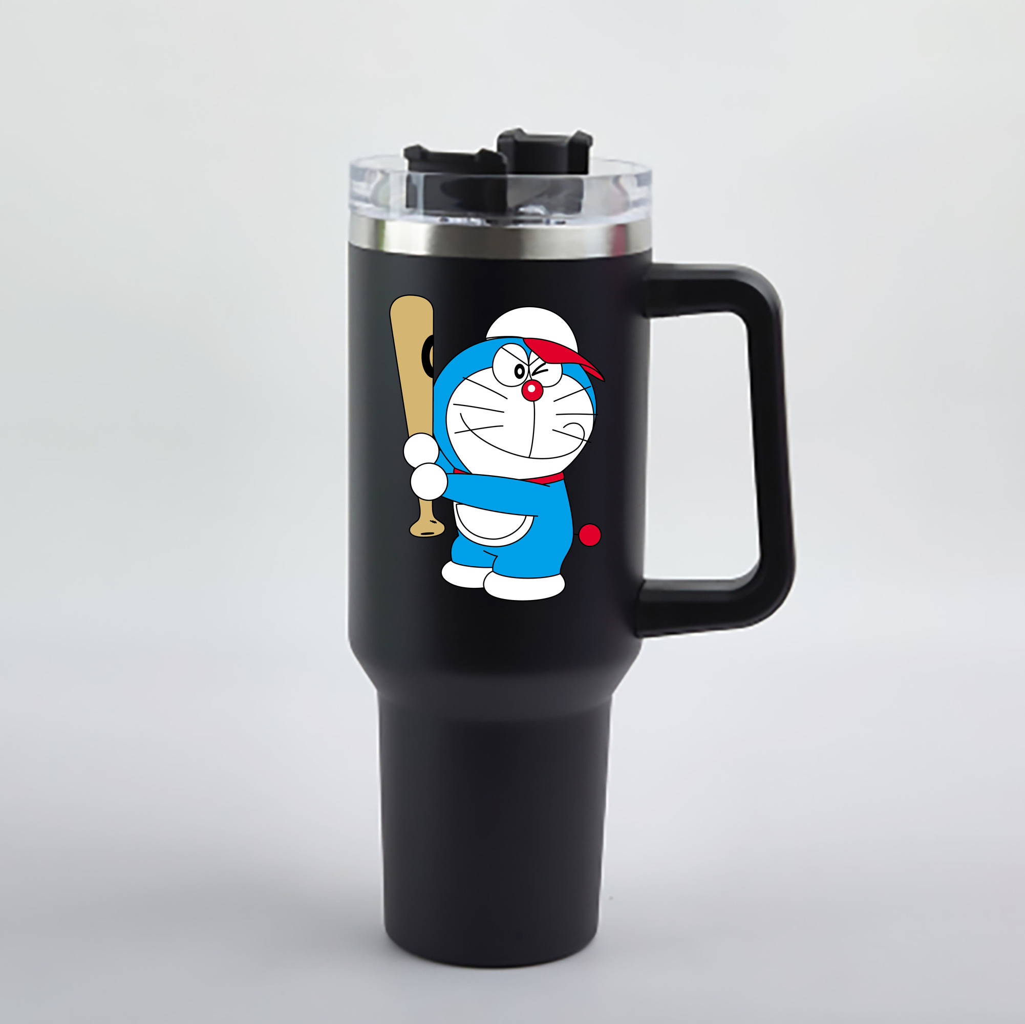 （画像用） ドラえもん Doraemon 1200mL車用タンブラー - クリスタルステッカー（プラスチックストロー付き）