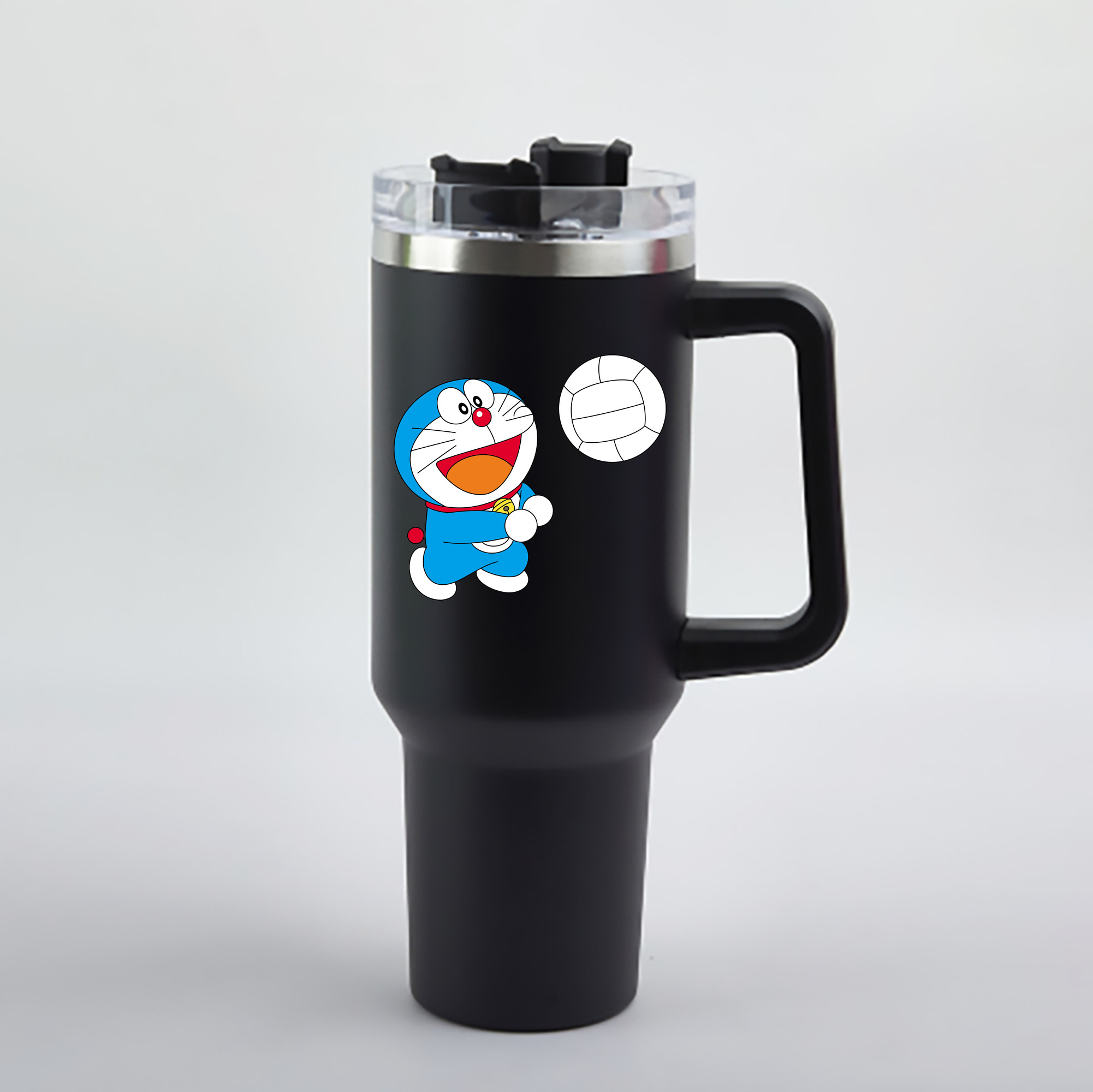 （画像用） ドラえもん Doraemon 1200mL車用タンブラー - クリスタルステッカー（プラスチックストロー付き）