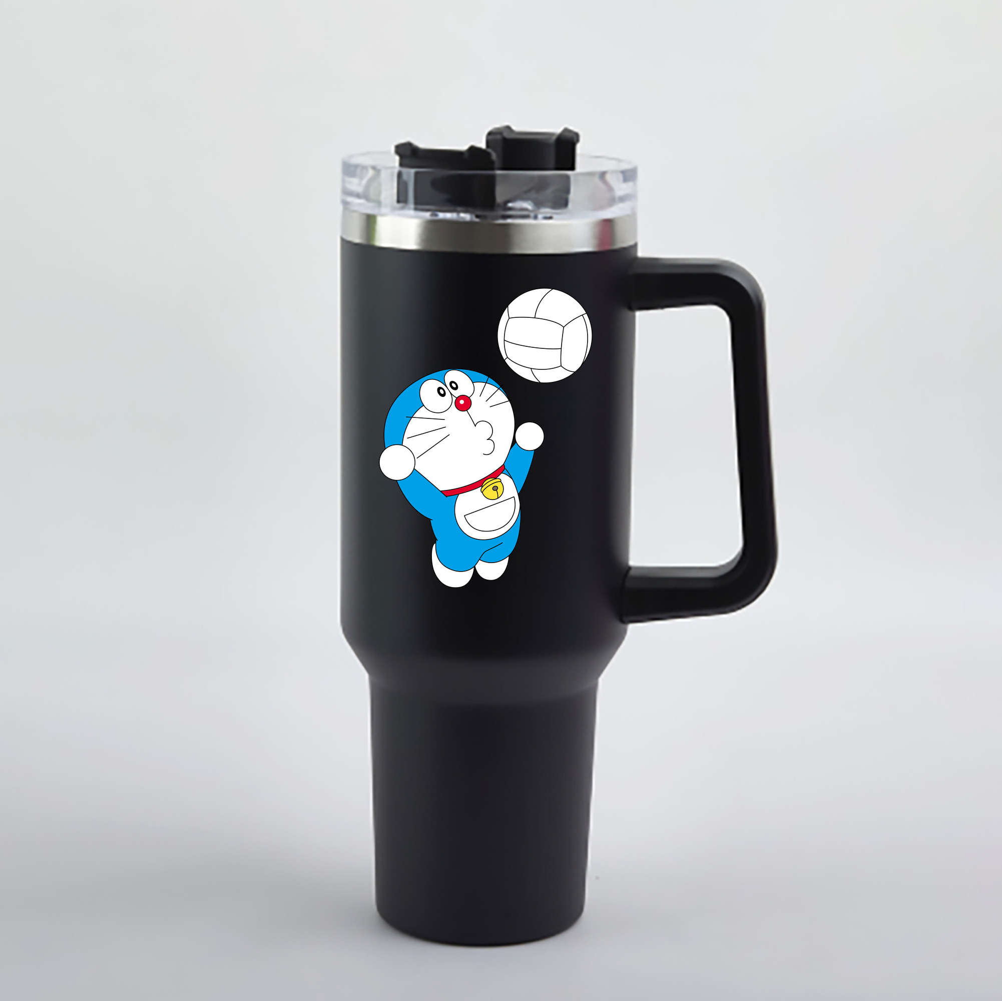 （画像用） ドラえもん Doraemon 1200mL車用タンブラー - クリスタルステッカー（プラスチックストロー付き）
