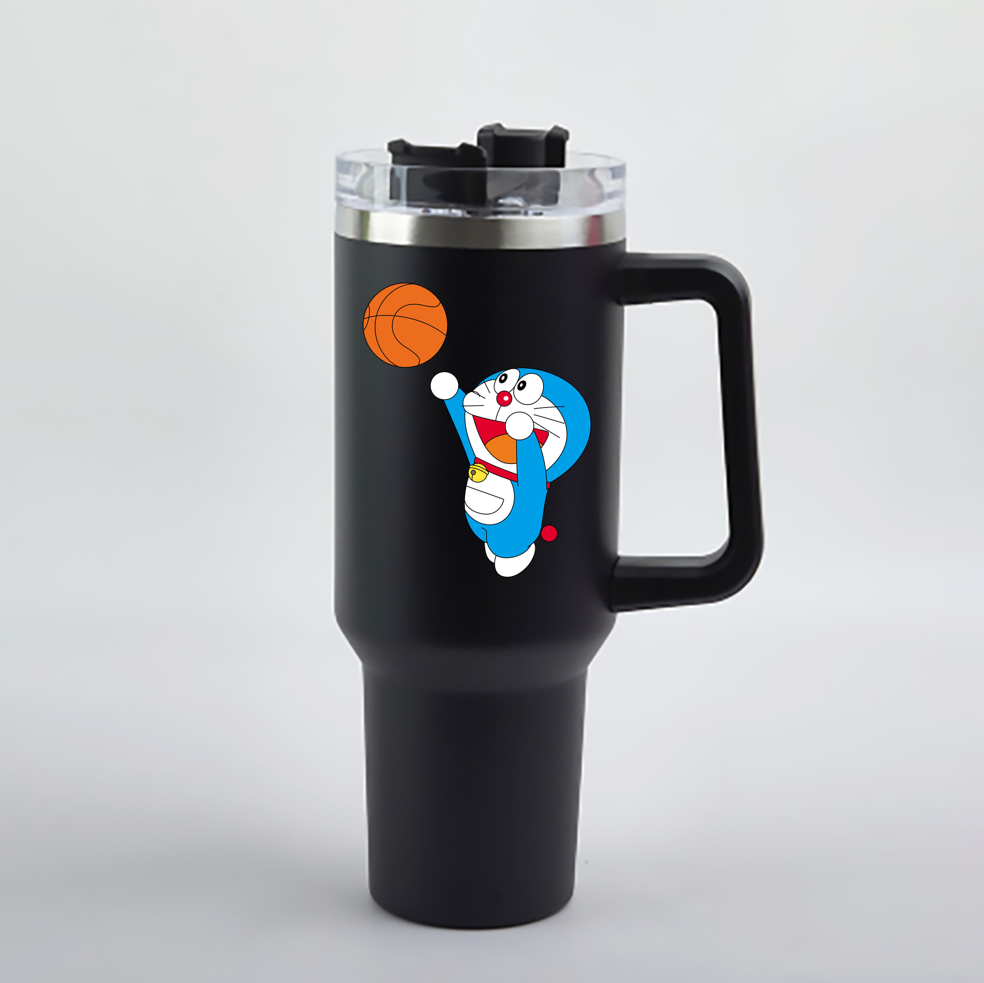 （画像用） ドラえもん Doraemon 1200mL車用タンブラー - クリスタルステッカー（プラスチックストロー付き）